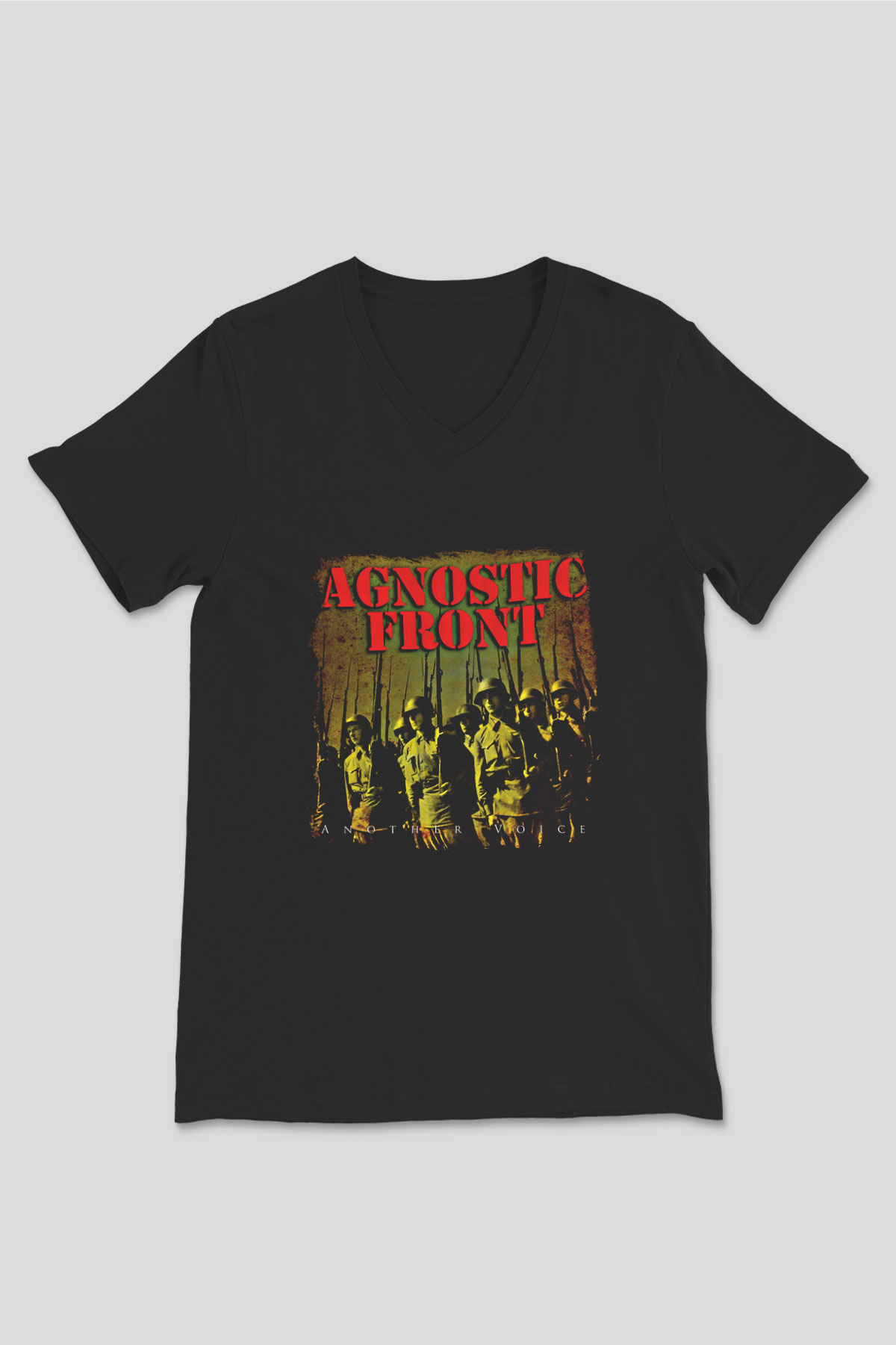 Agnostic Front Baskılı Unisex Siyah V Yaka Tişört