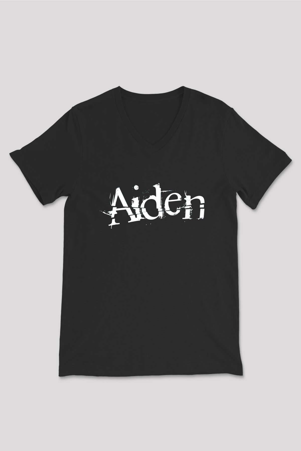 Aiden Siyah Unisex V Yaka Tişört T-Shirt
