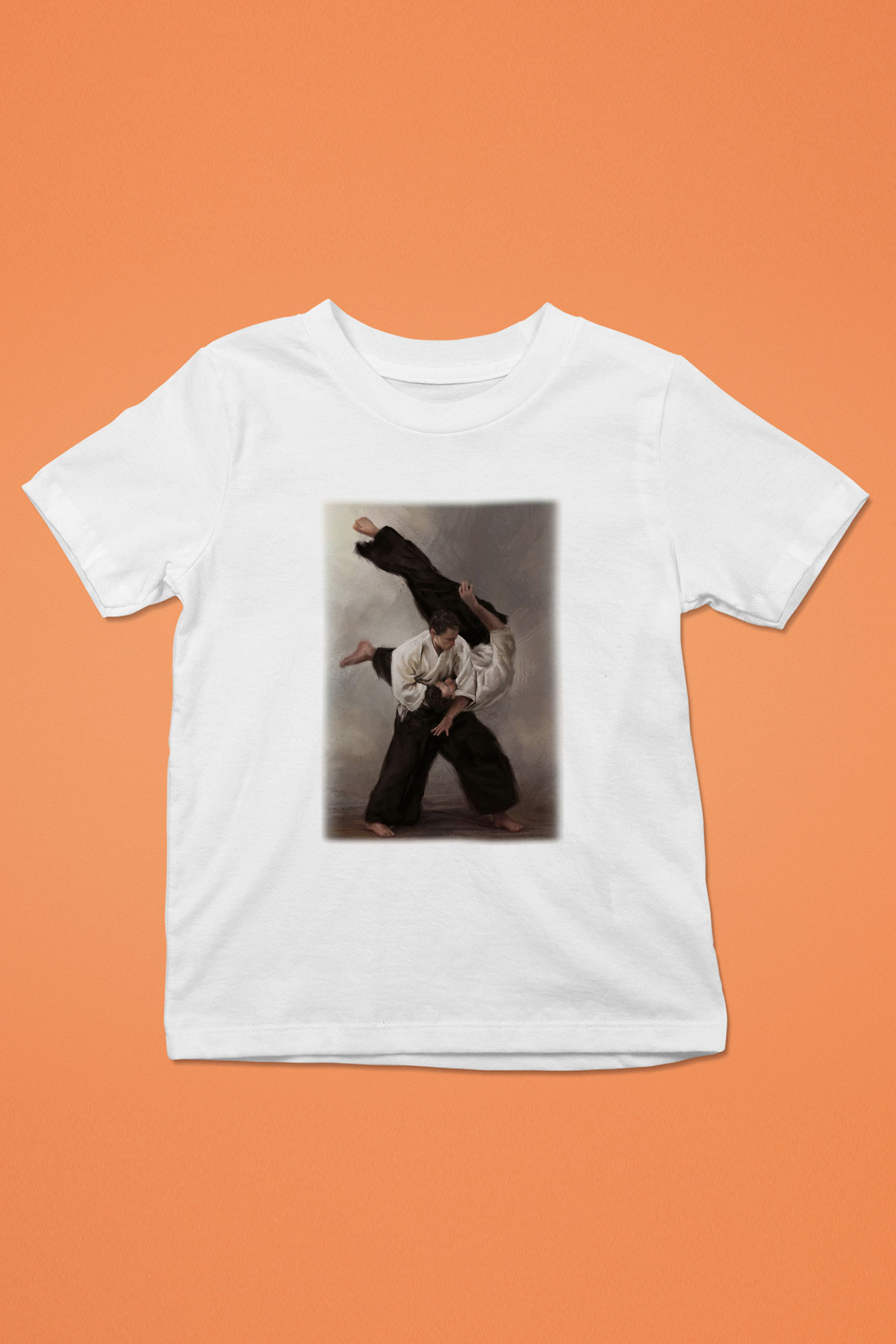 Aikido Baskılı Beyaz Unisex Çocuk Tişört