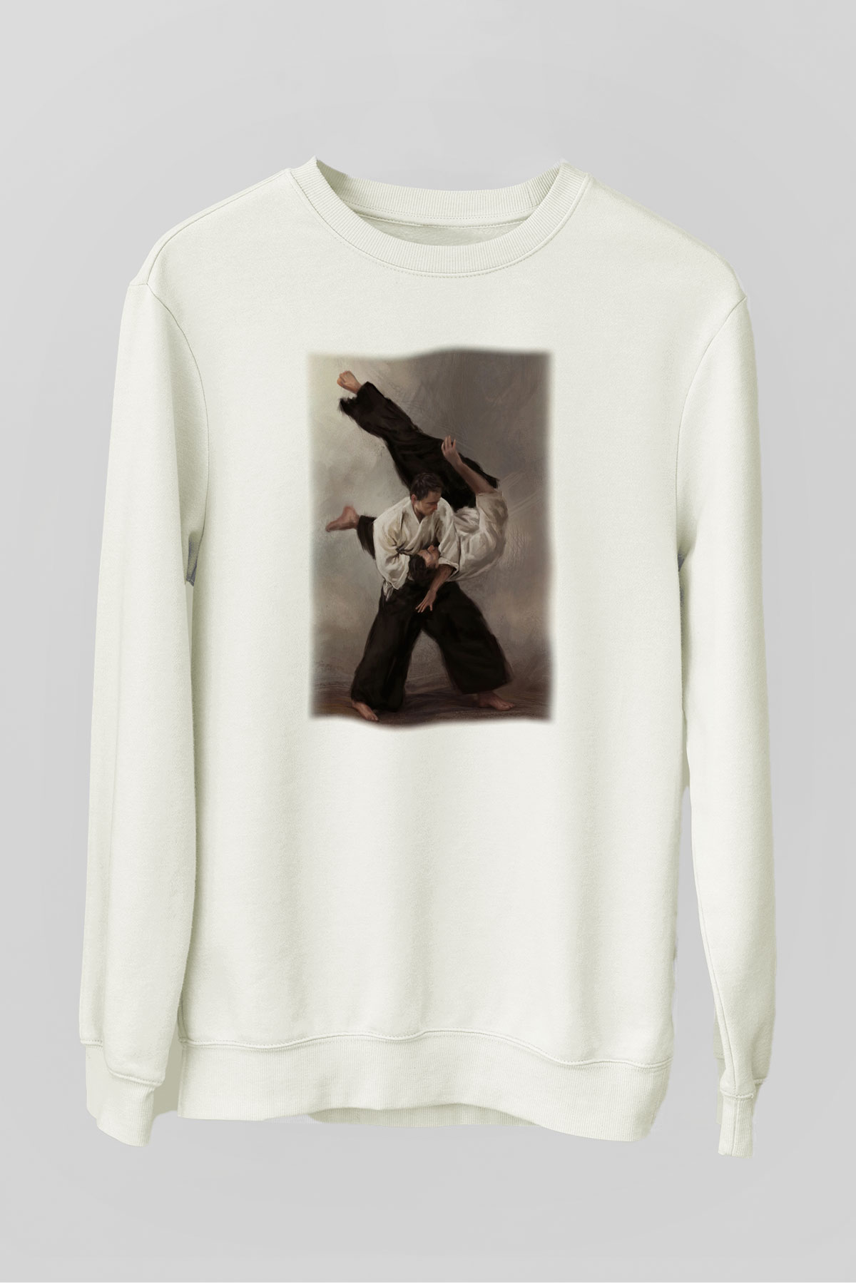 Aikido Baskılı Unisex Beyaz  Sweatshirt
