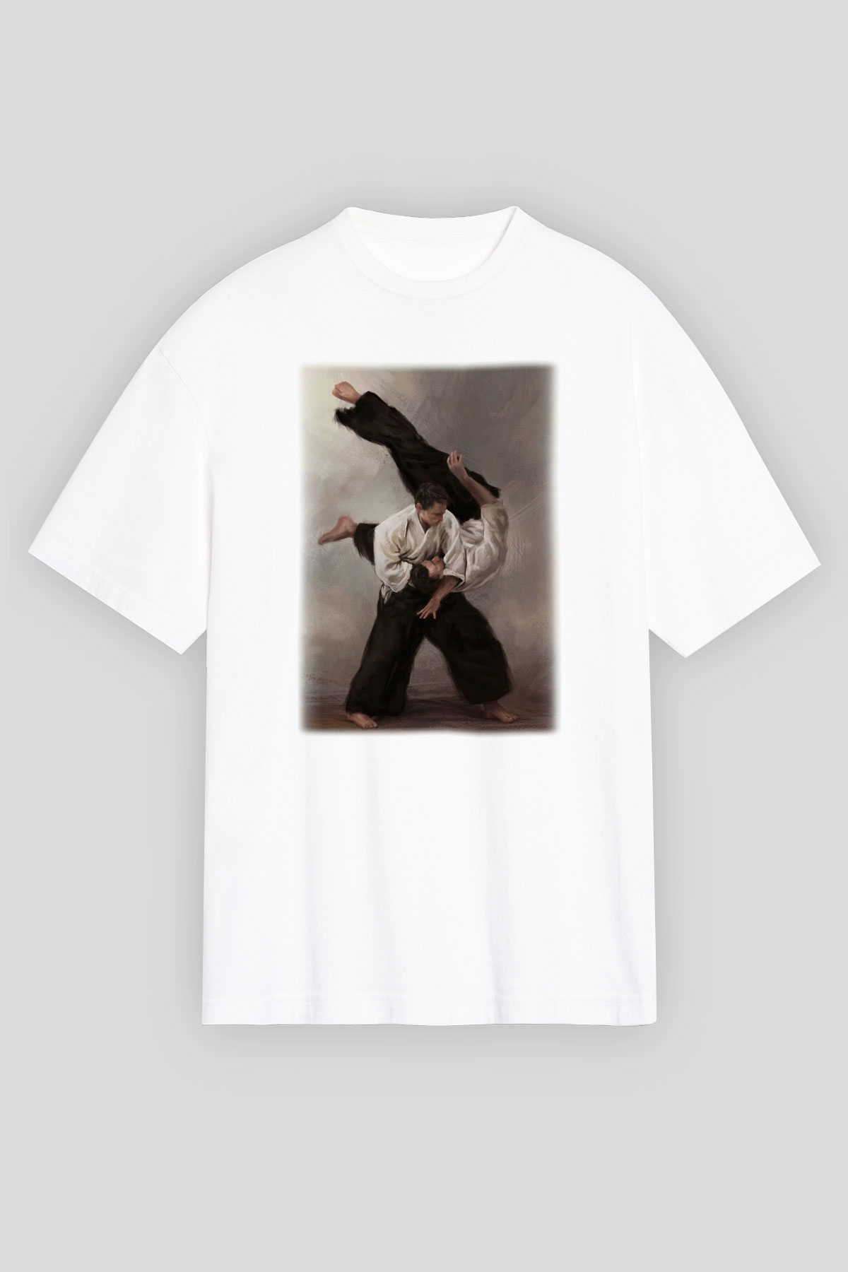 Aikido Baskılı Unisex Beyaz Tshirt