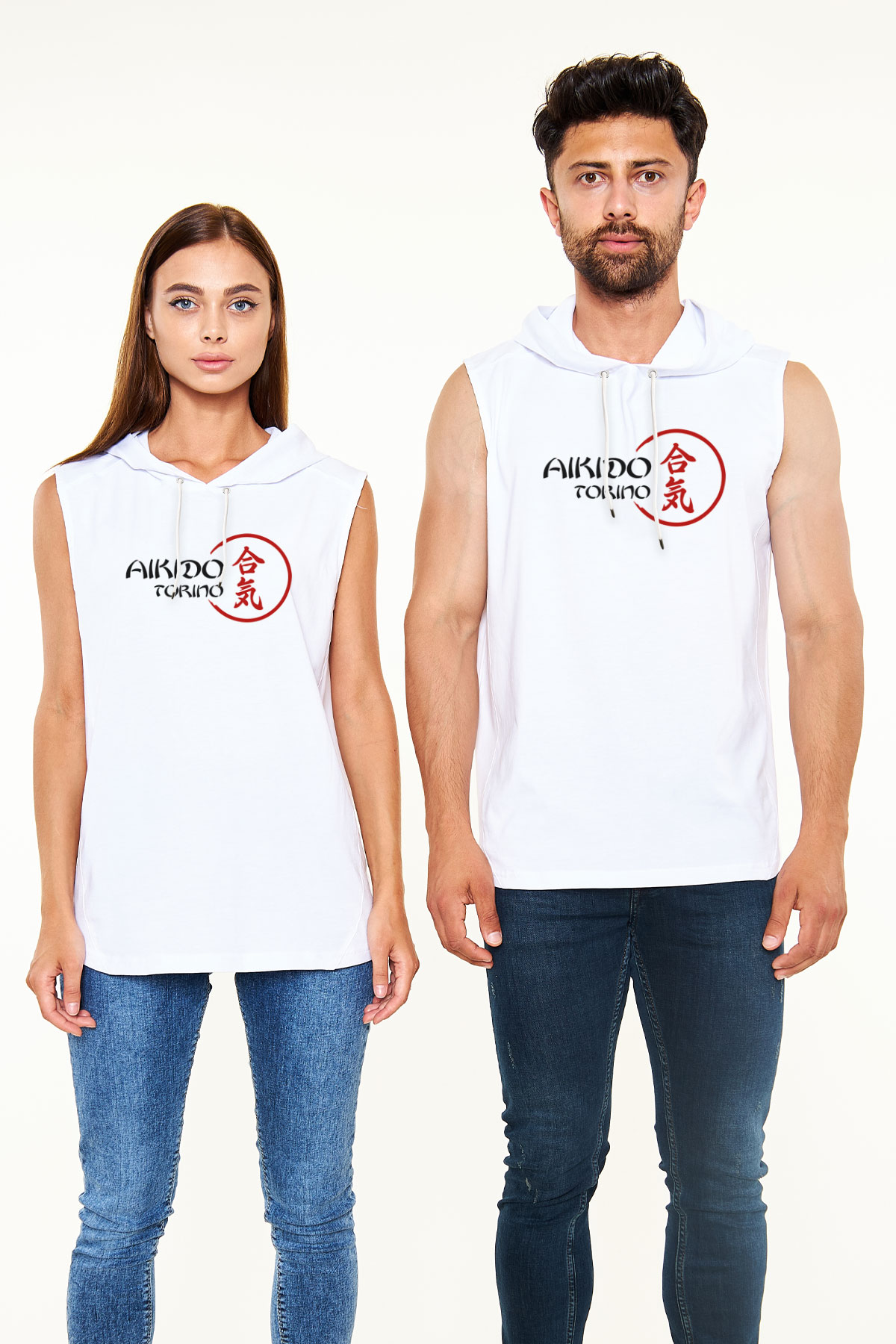 Aikido Beyaz Unisex Kapüşonlu Kolsuz Tişört