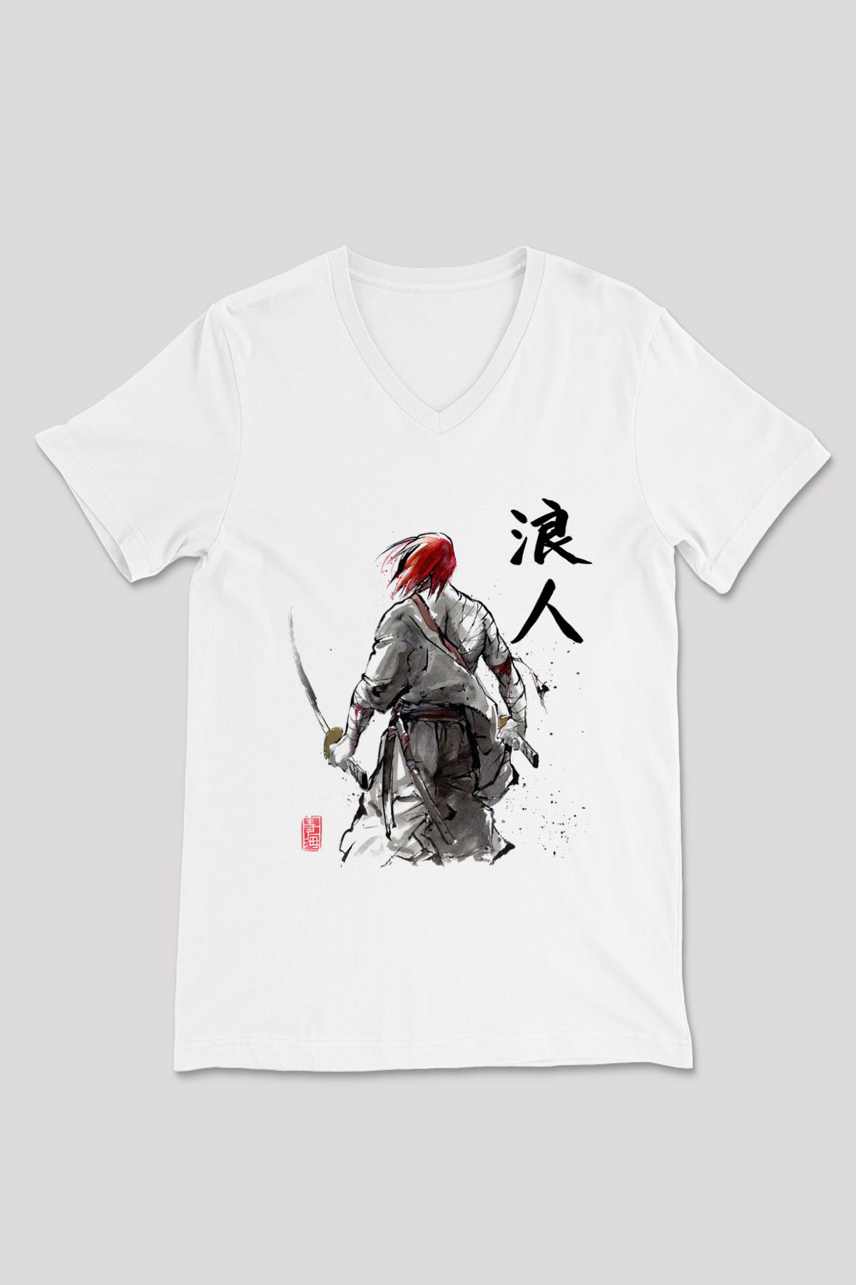 Aikido Beyaz Unisex V Yaka Tişört T-Shirt