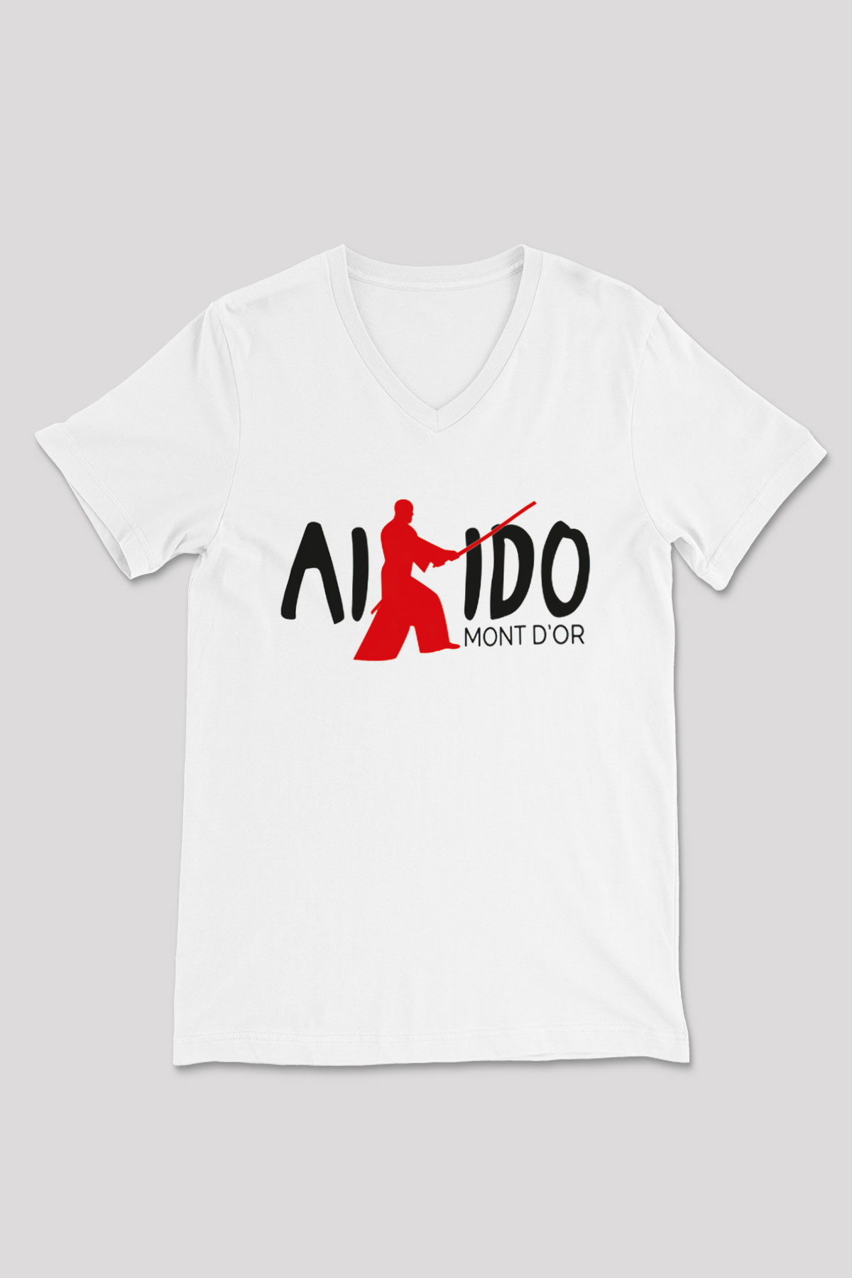 Aikido Beyaz Unisex V Yaka Tişört T-Shirt