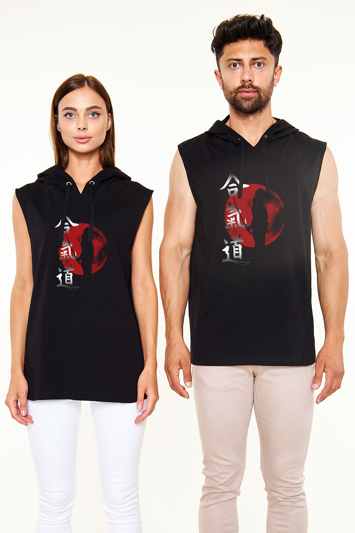 Aikido Siyah Unisex Kapüşonlu Kolsuz Tişört