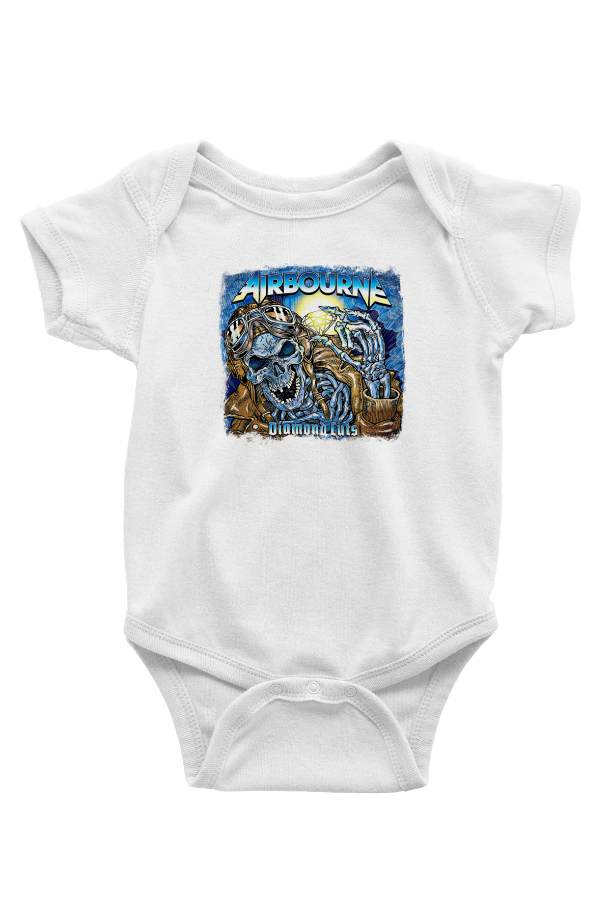 Airbourne Baskılı Unisex Beyaz Bebek Body - Zıbın