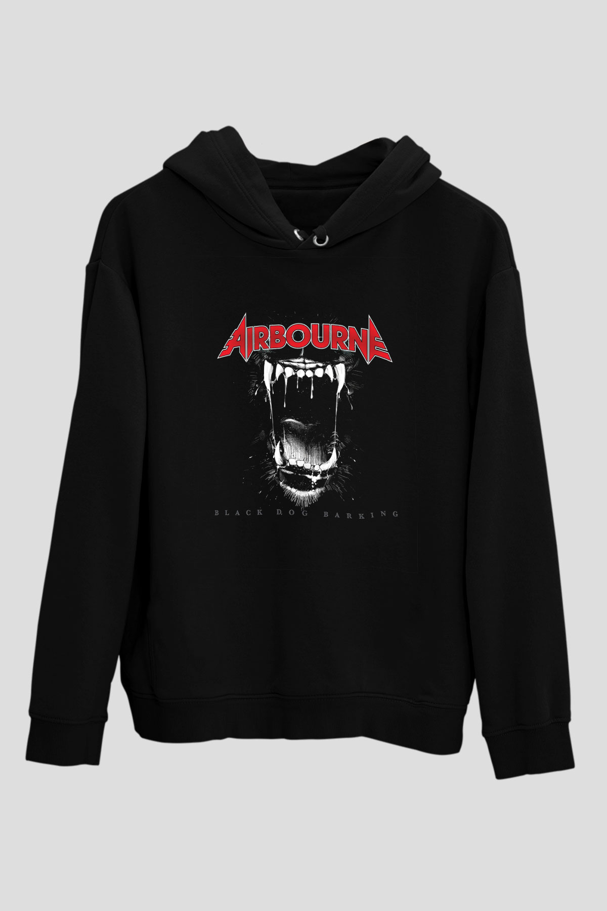 Airbourne Baskılı Unisex Siyah Hoodie