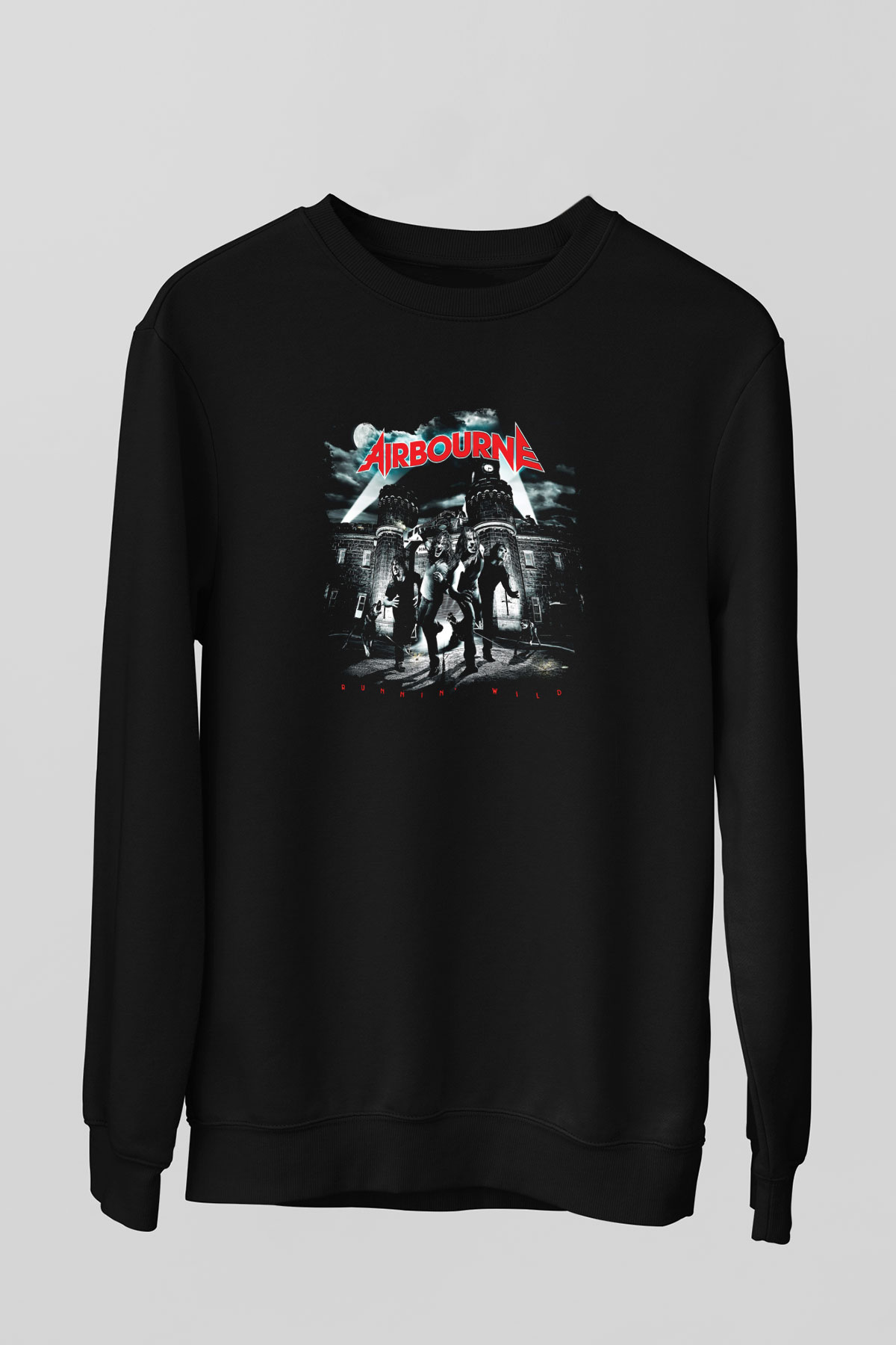 Airbourne Baskılı Unisex Siyah Sweatshirt