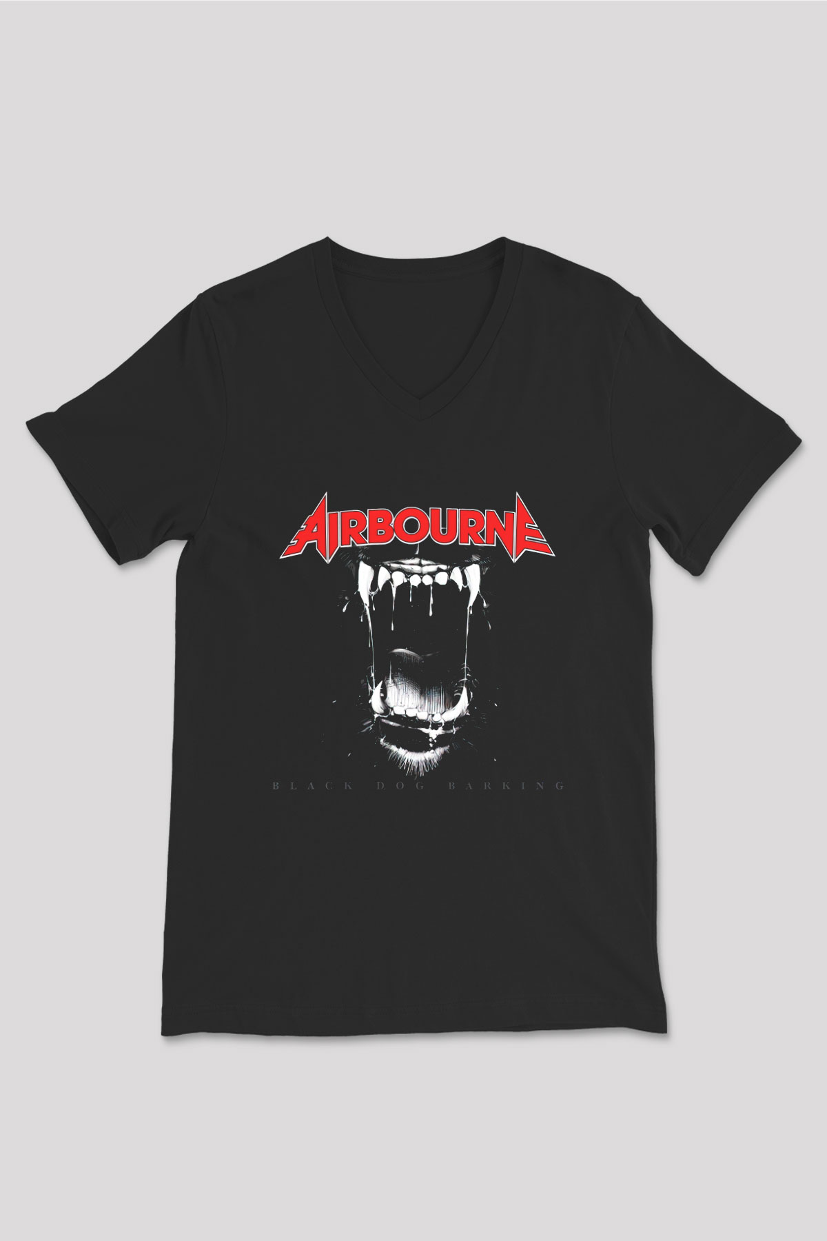 Airbourne Siyah Unisex V Yaka Tişört T-Shirt