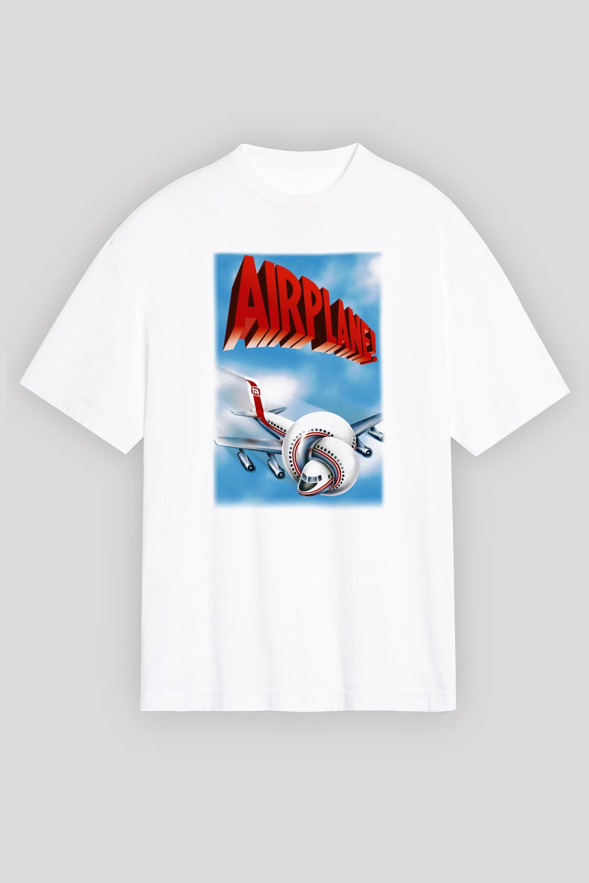 Airplane Beyaz Unisex Oversize Tişört