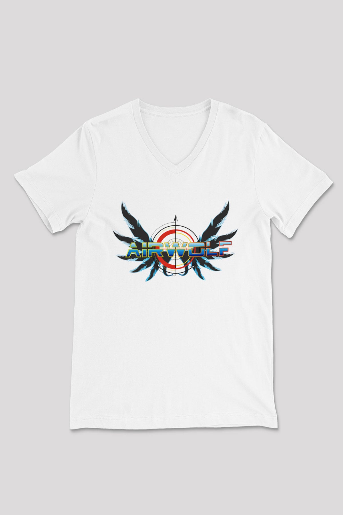 Airwolf Beyaz Unisex V Yaka Tişört