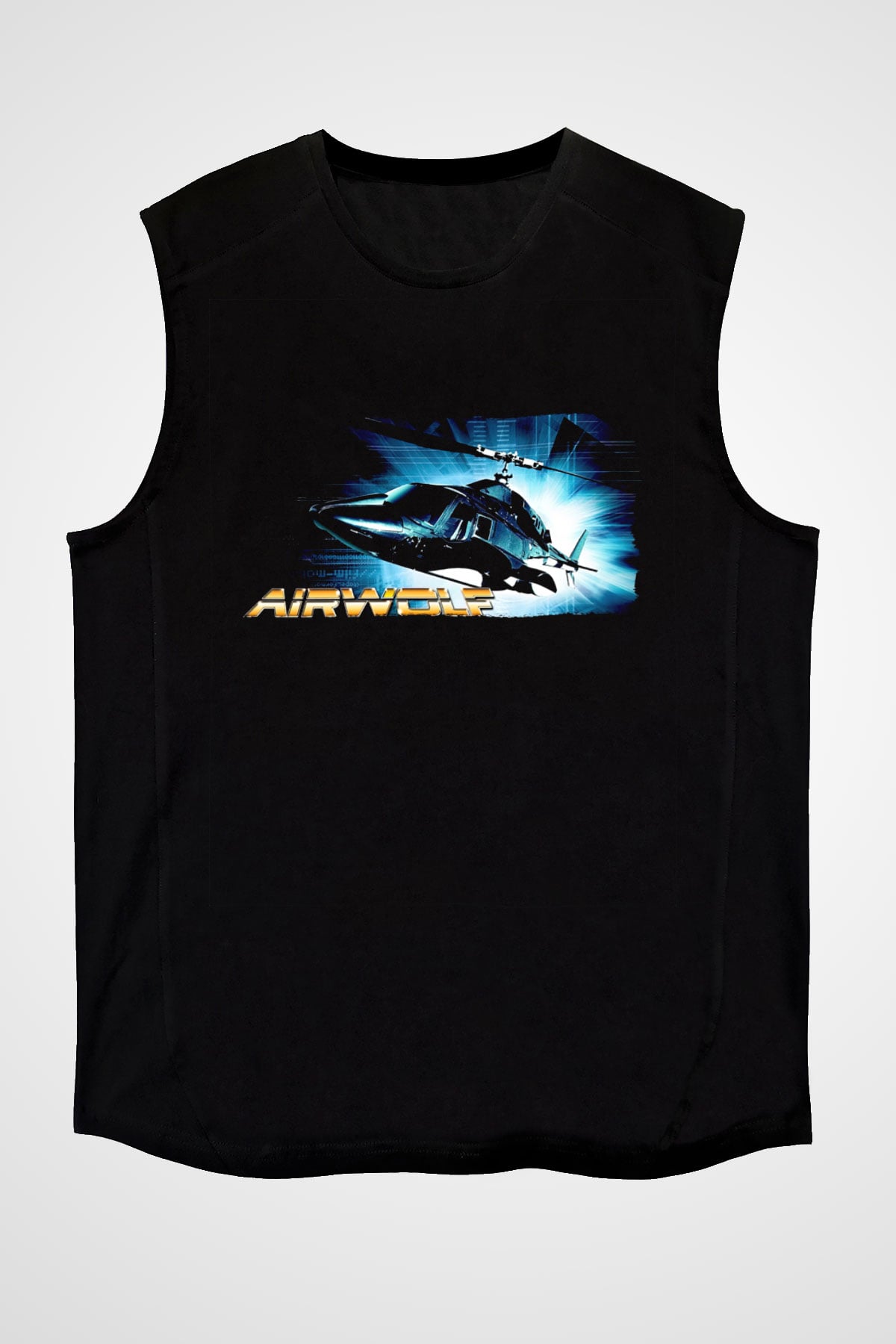Airwolf Siyah Unisex  Kolsuz Tişört
