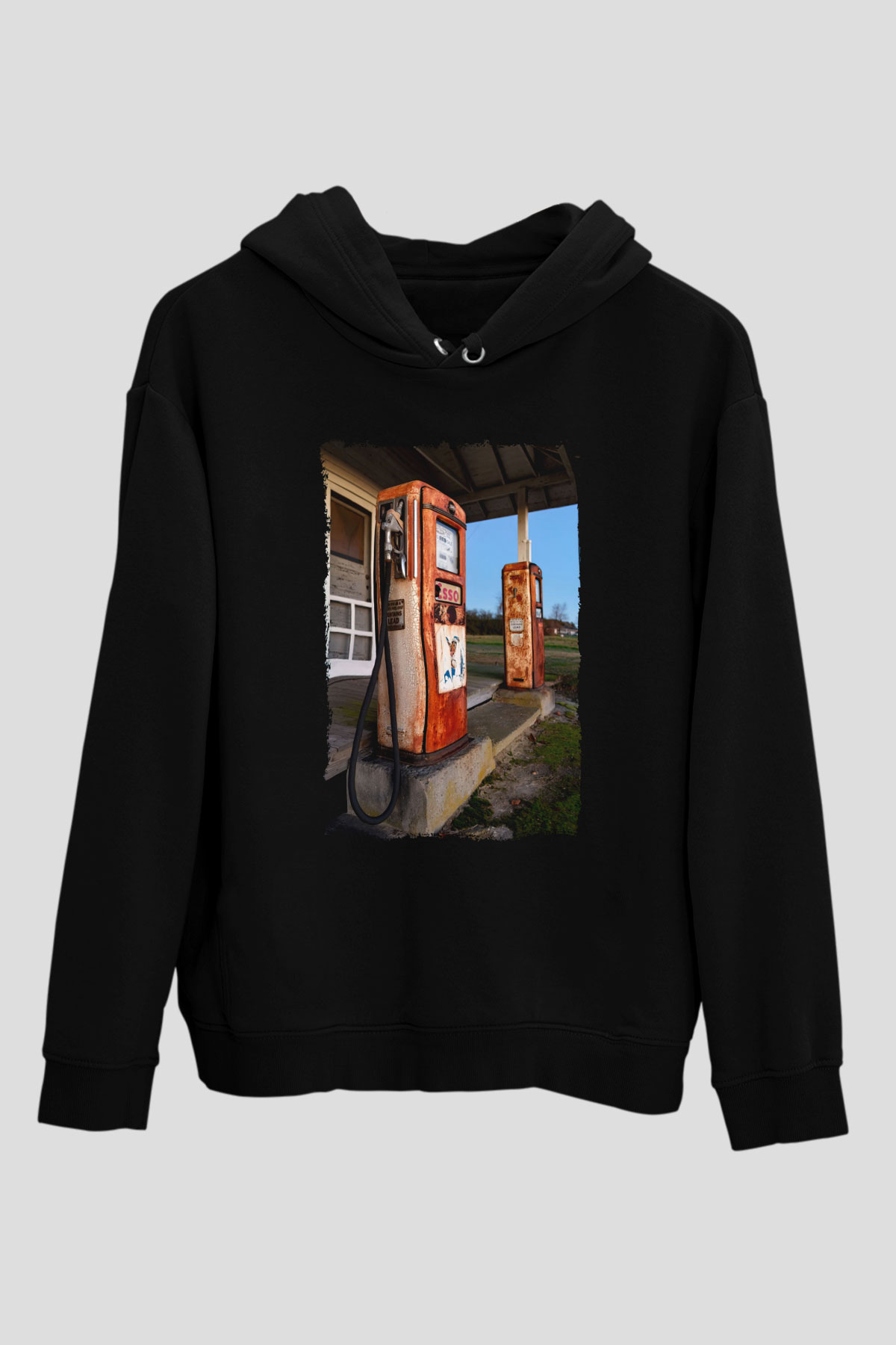 Akaryakıt Siyah Unisex Kapüşonlu Sweatshirt