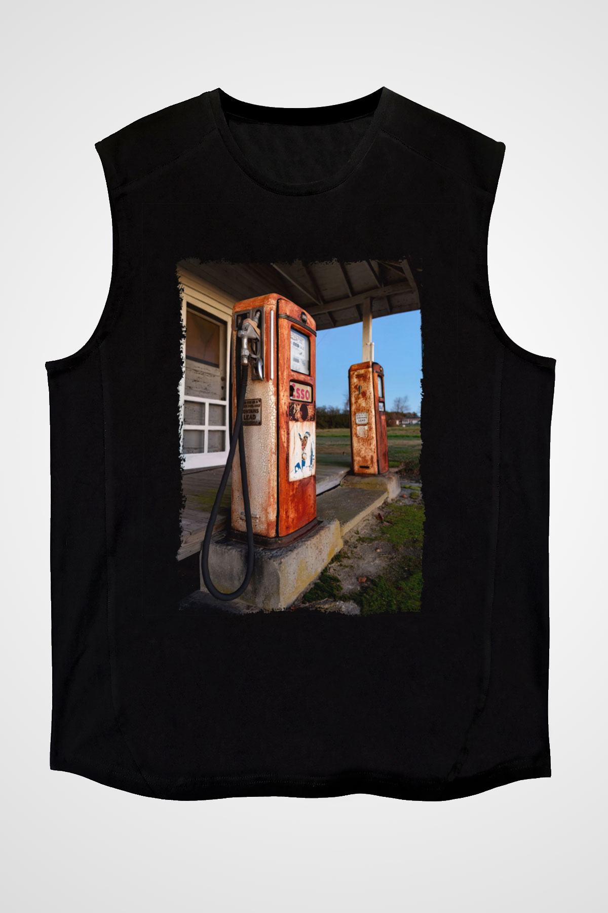 Akaryakıt Siyah Unisex Kolsuz Tişört