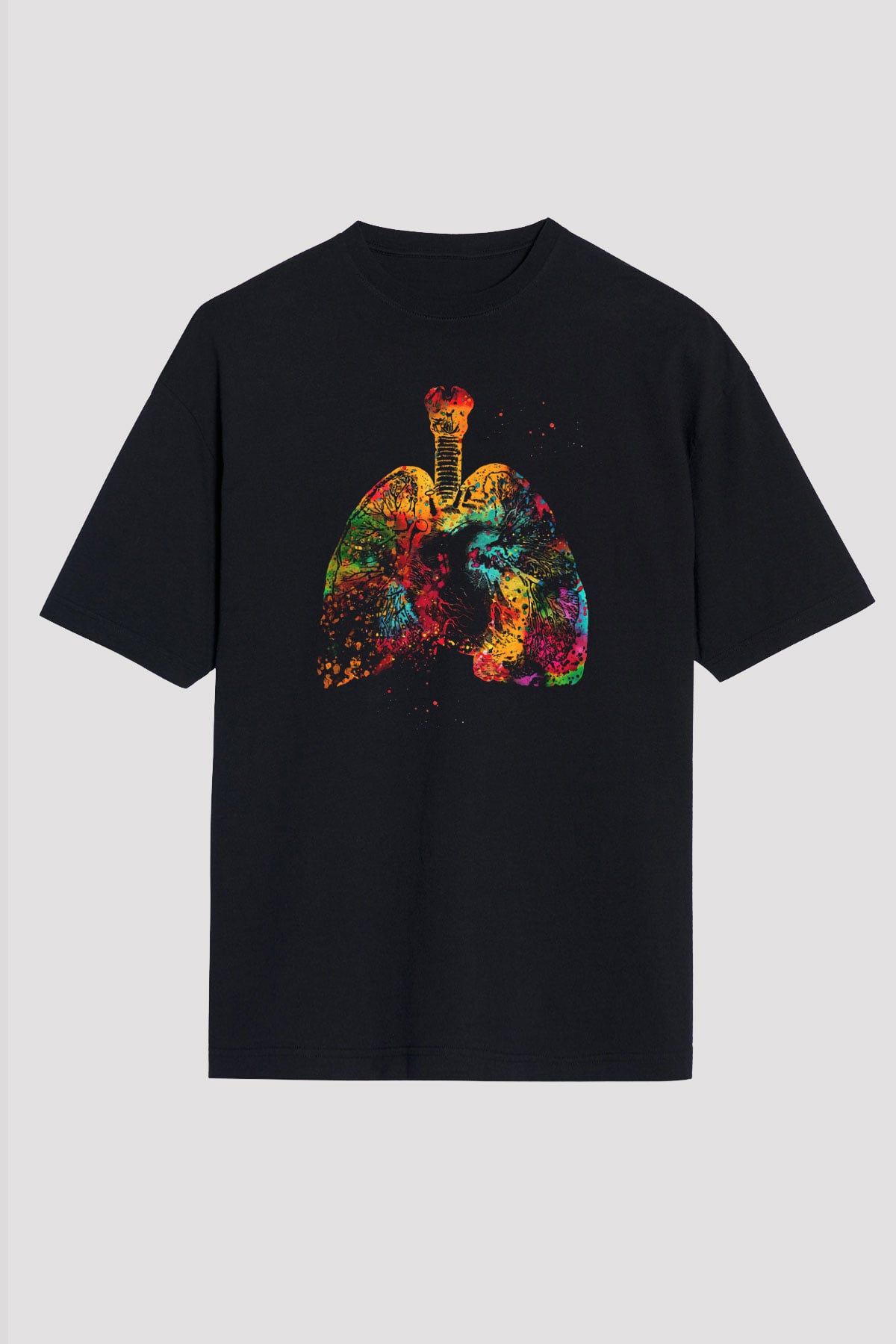 Akciğer Baskılı Unisex Oversize Tişört - Tshirt