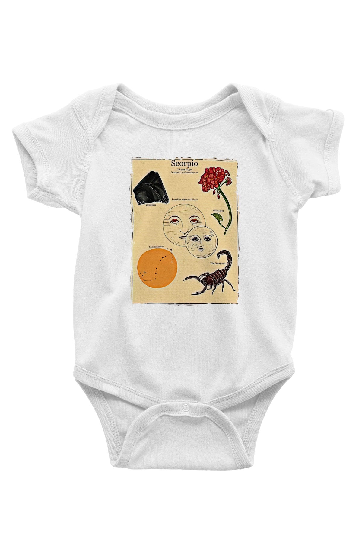 Akrep Burcu Baskılı Beyaz Unisex Bebek Body - Zıbın