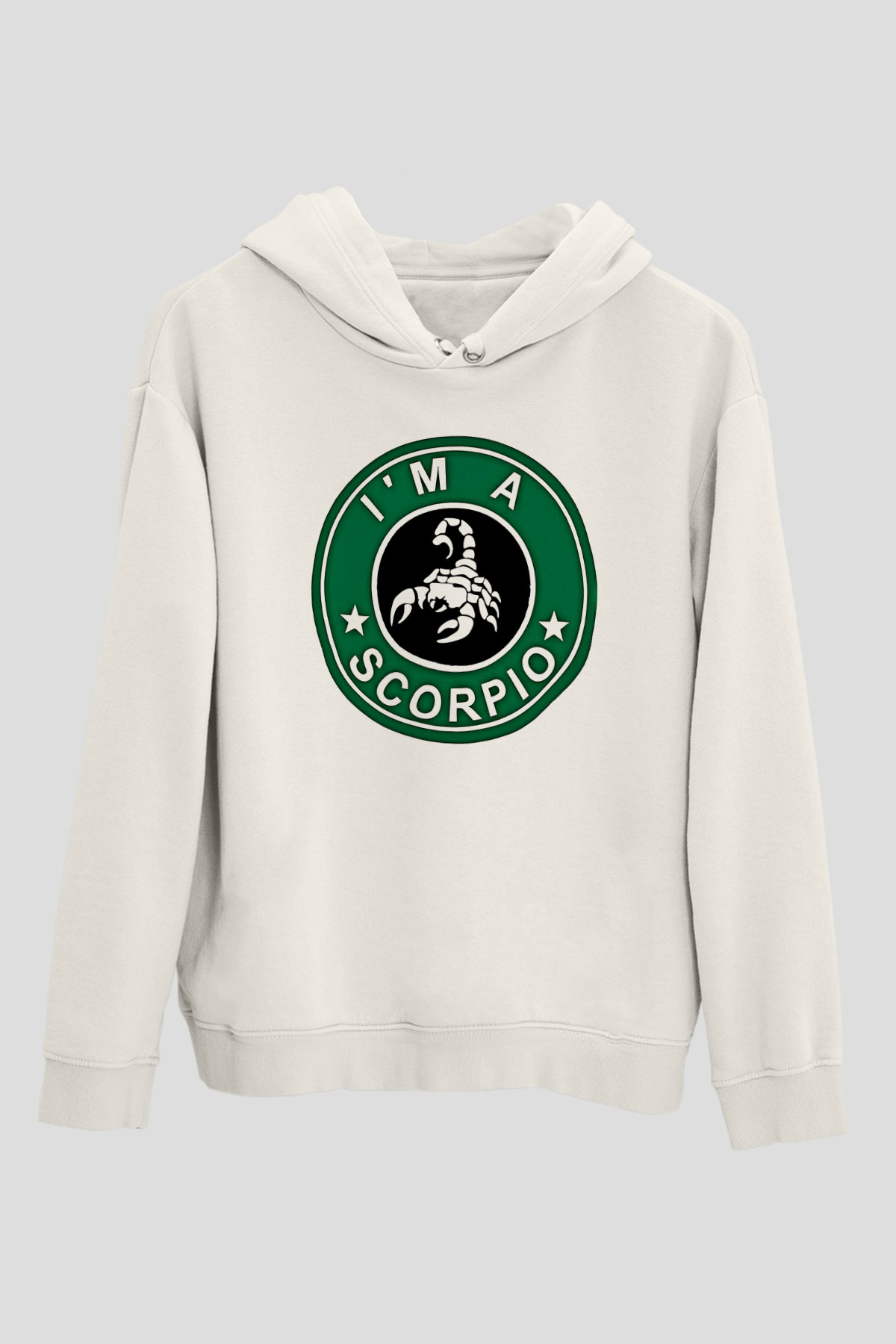 Akrep Burcu Baskılı Beyaz Unisex Hoodie