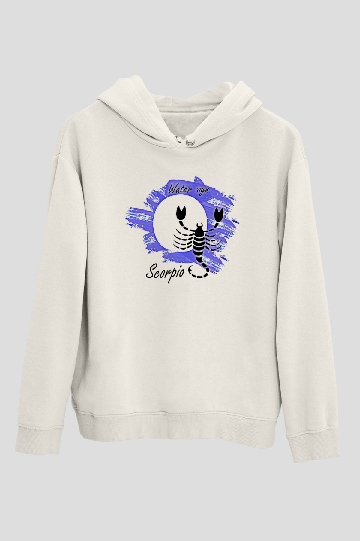 Akrep Burcu Baskılı Beyaz Unisex Hoodie