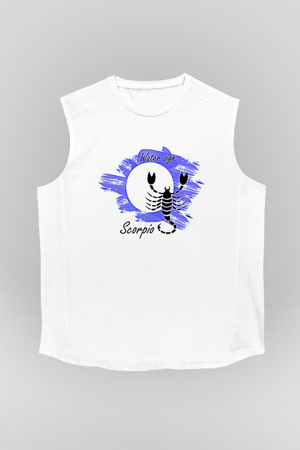 Akrep Burcu Baskılı Beyaz Unisex Kolsuz Tişört - Tshirt