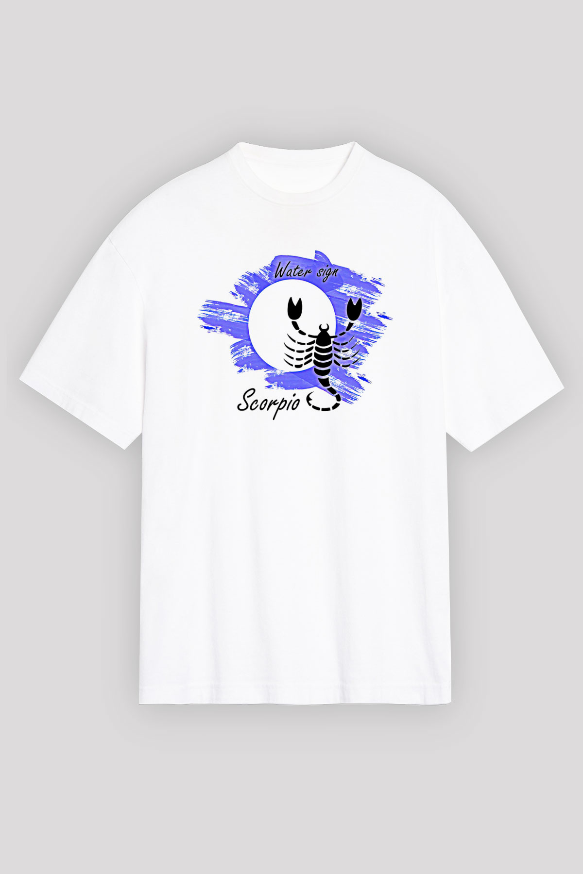 Akrep Burcu Baskılı Beyaz Unisex Oversize Tişört - Tshirt