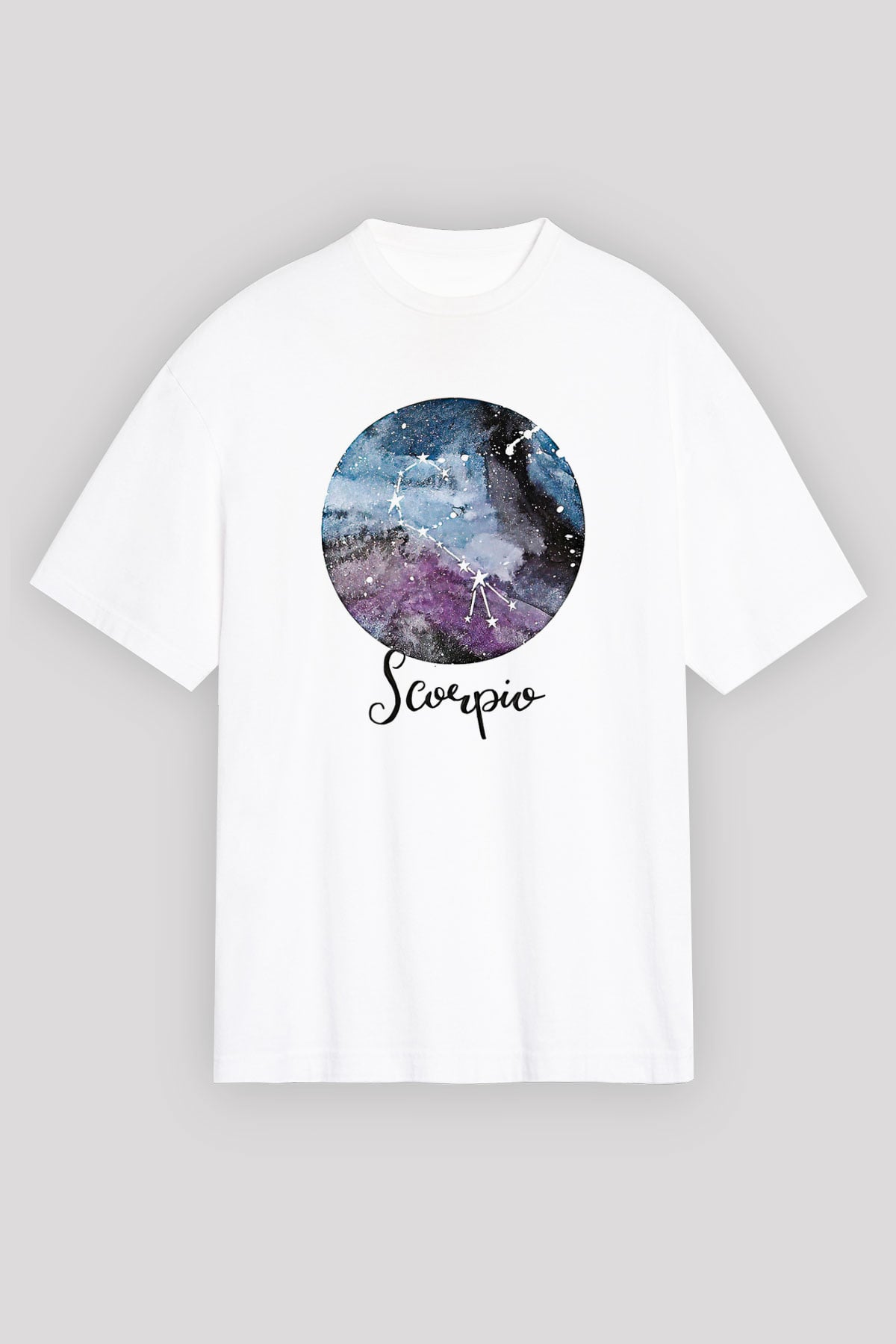 Akrep Burcu Baskılı Beyaz Unisex Oversize Tişört - Tshirt