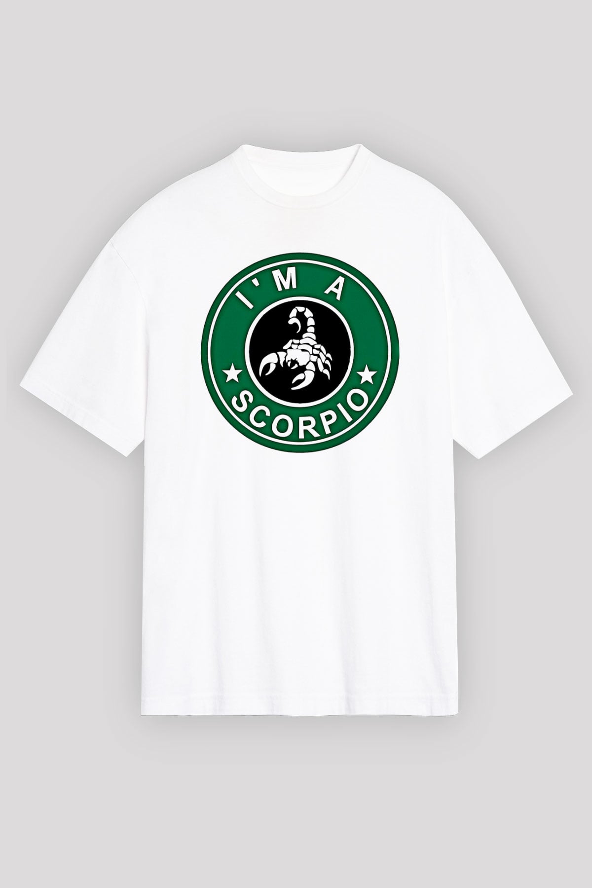 Akrep Burcu Baskılı Beyaz Unisex Oversize Tişört - Tshirt