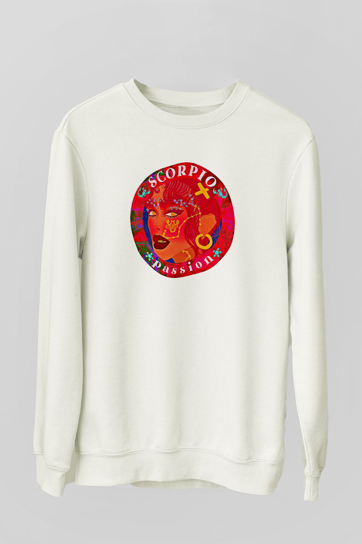 Akrep Burcu Baskılı Beyaz Unisex Sweatshirt