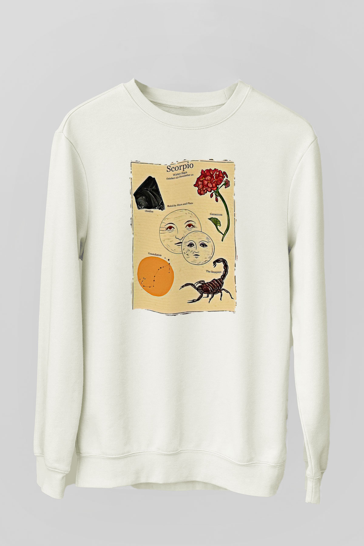 Akrep Burcu Baskılı Beyaz Unisex Sweatshirt