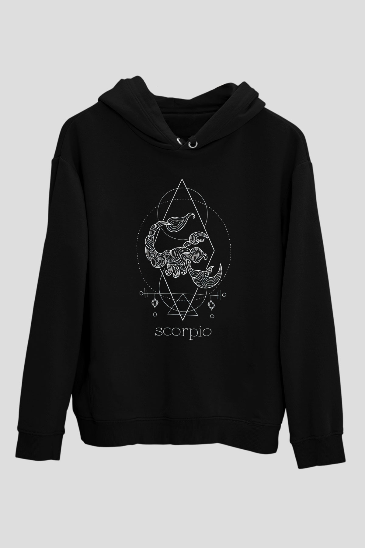 Akrep Burcu Baskılı Unisex Siyah Hoodie