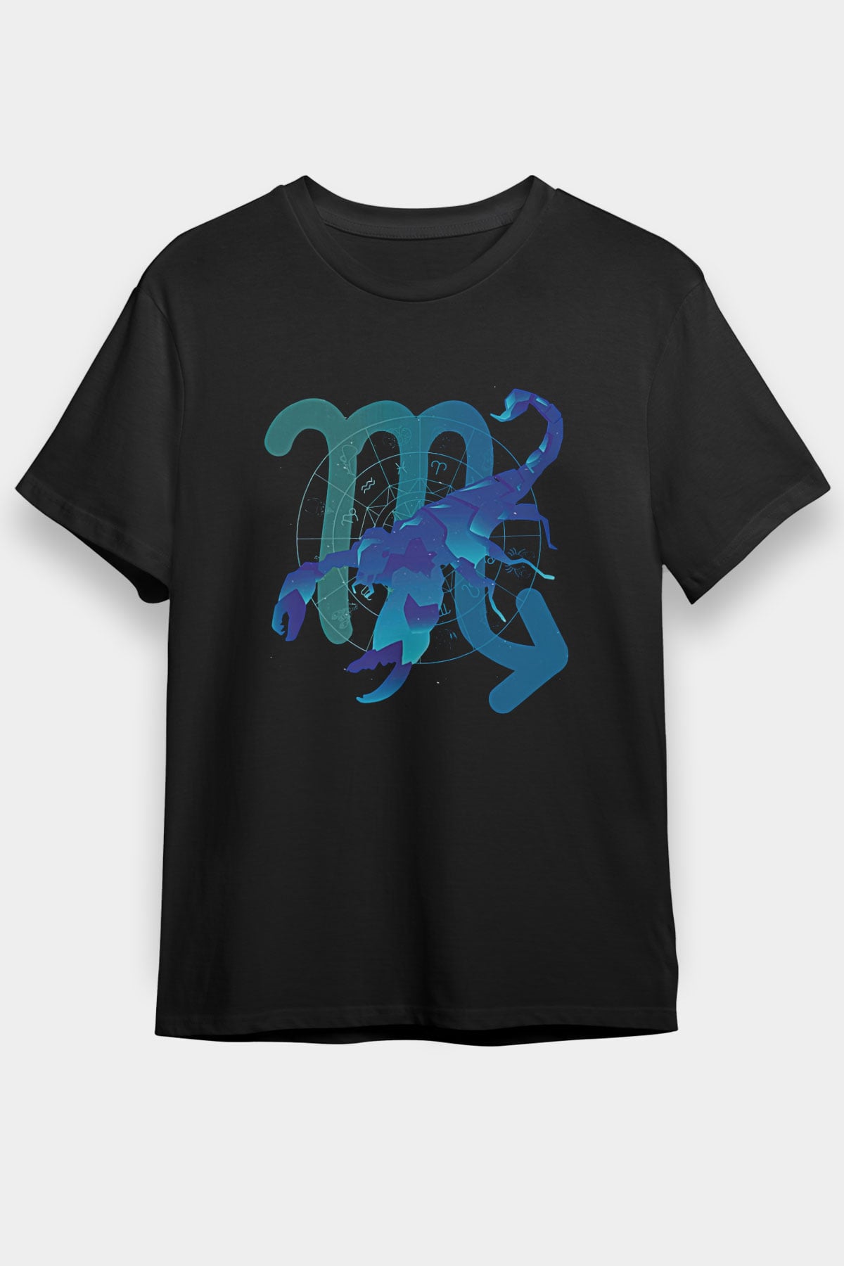 Akrep Burcu Baskılı Unisex Siyah Tişört - Tshirt
