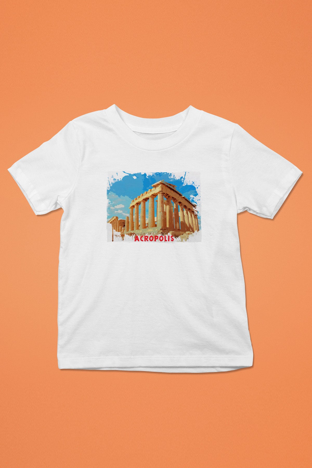 Akropolis Beyaz Unisex Çocuk Tişört