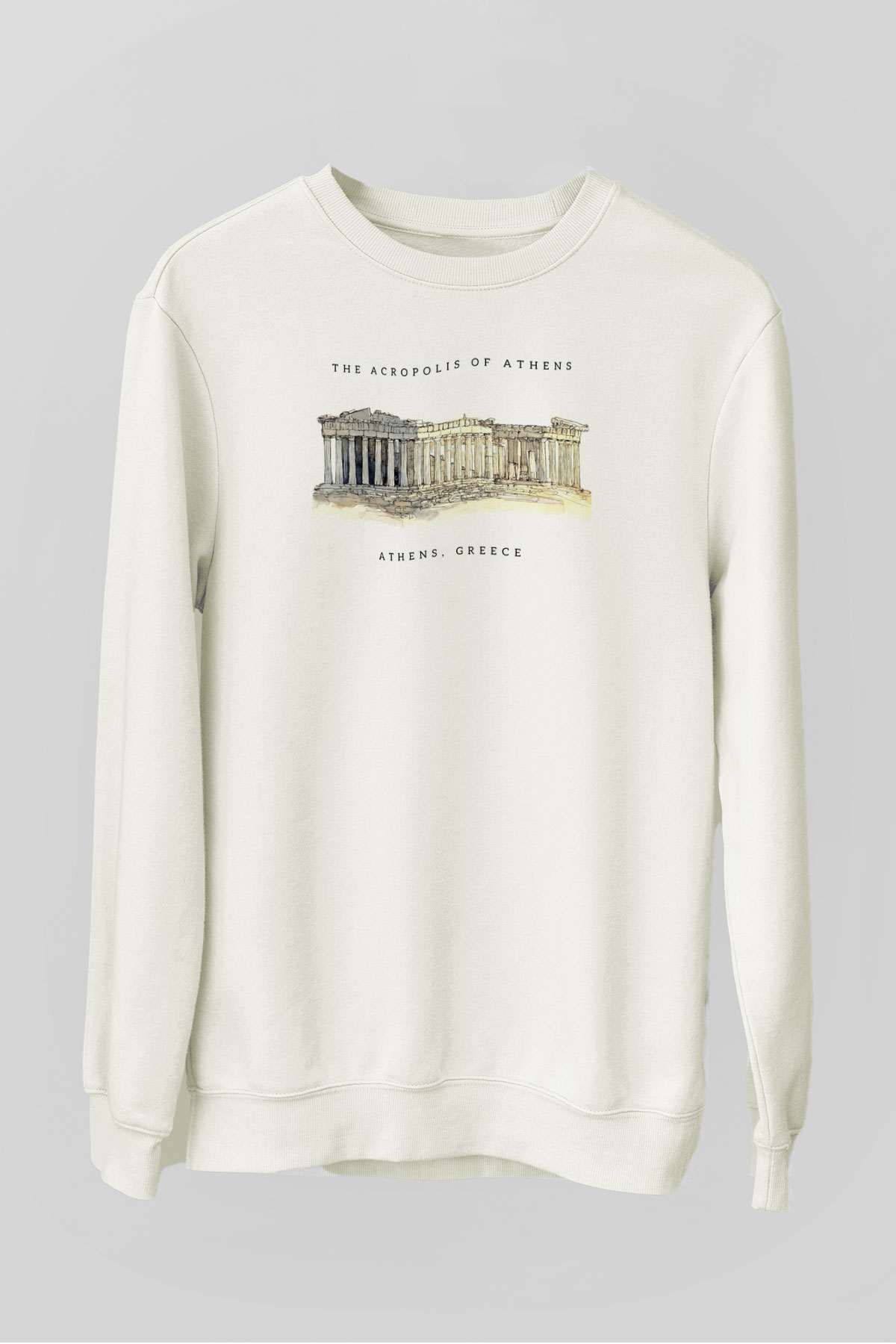 Akropolis Beyaz Unisex Sweatshirt