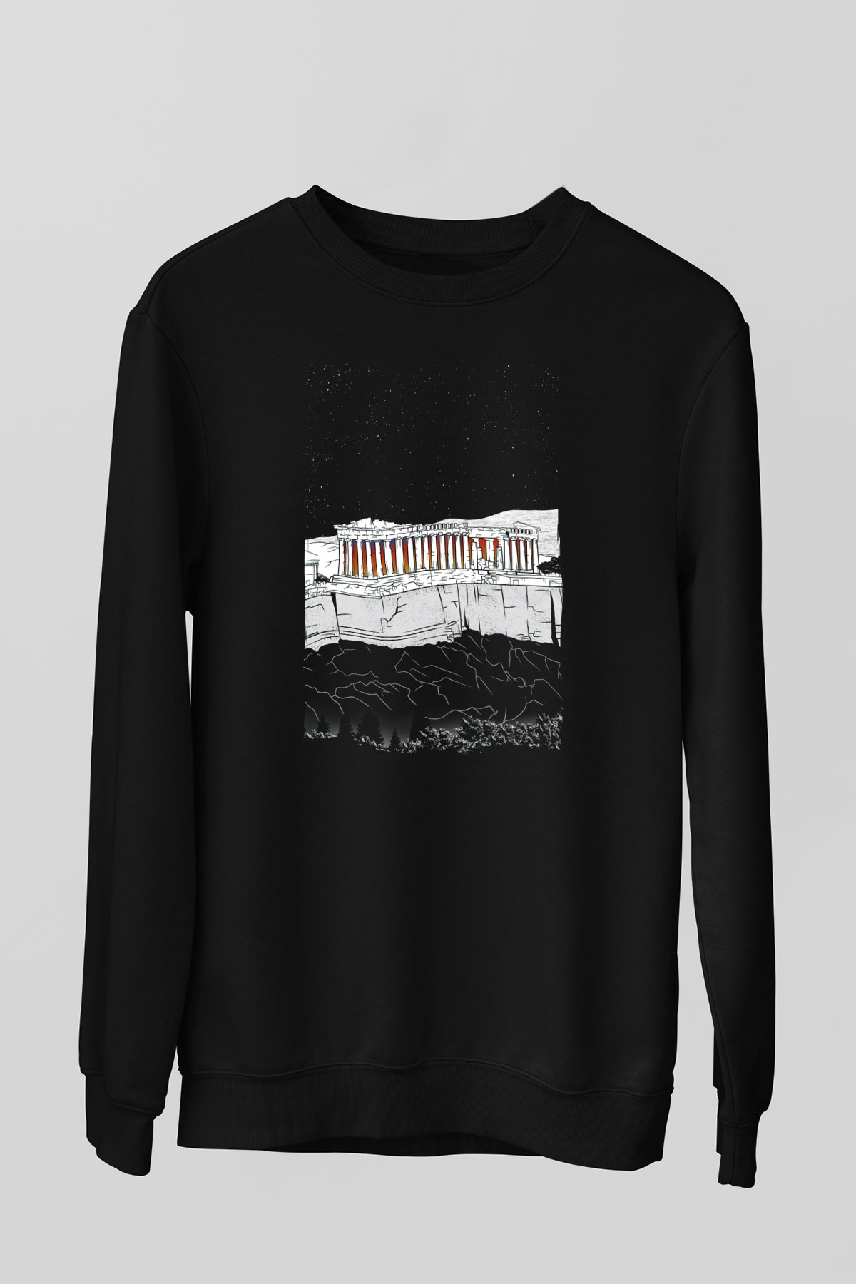 Akropolis Siyah Unisex Sweatshirt