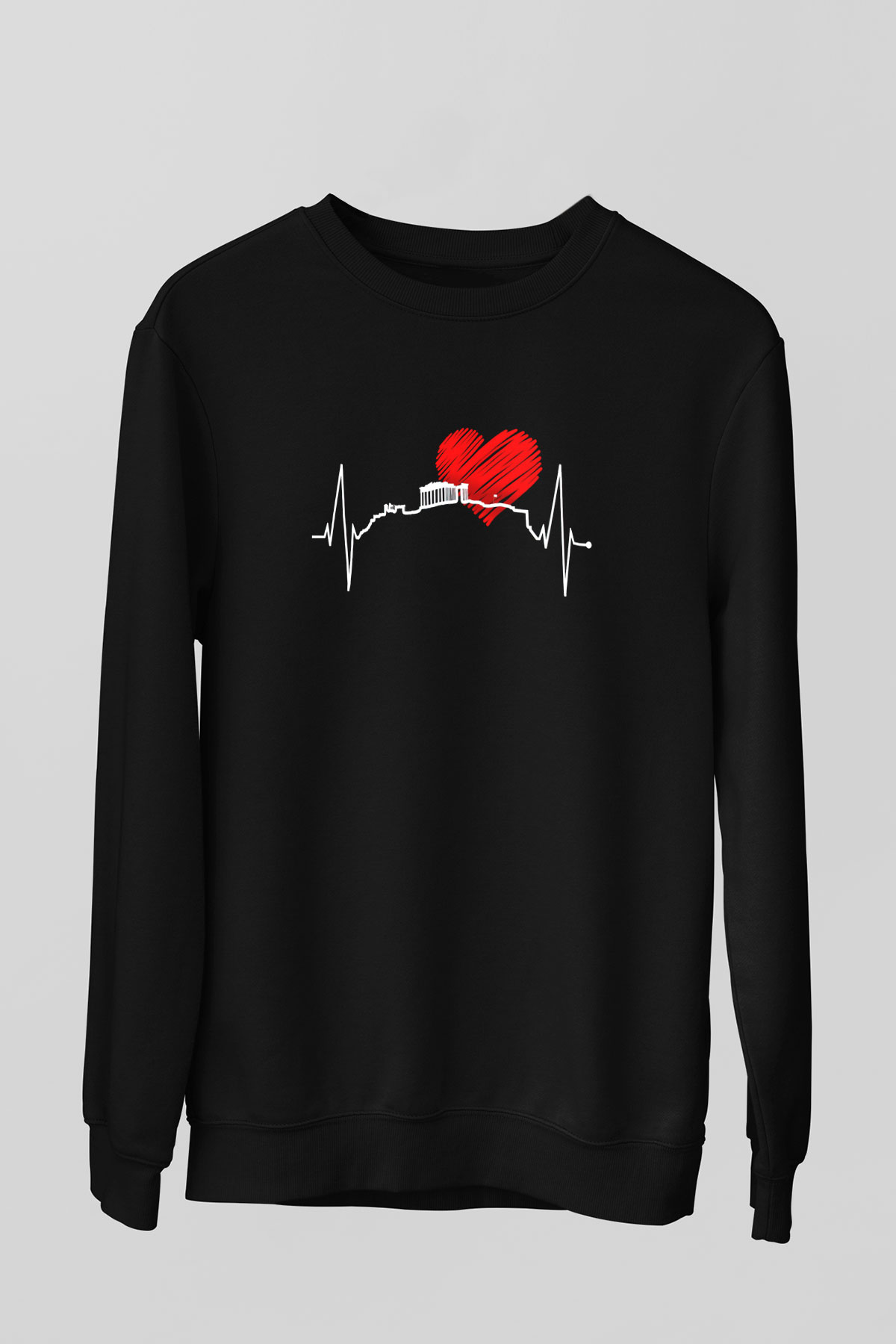 Akropolis Siyah Unisex Sweatshirt
