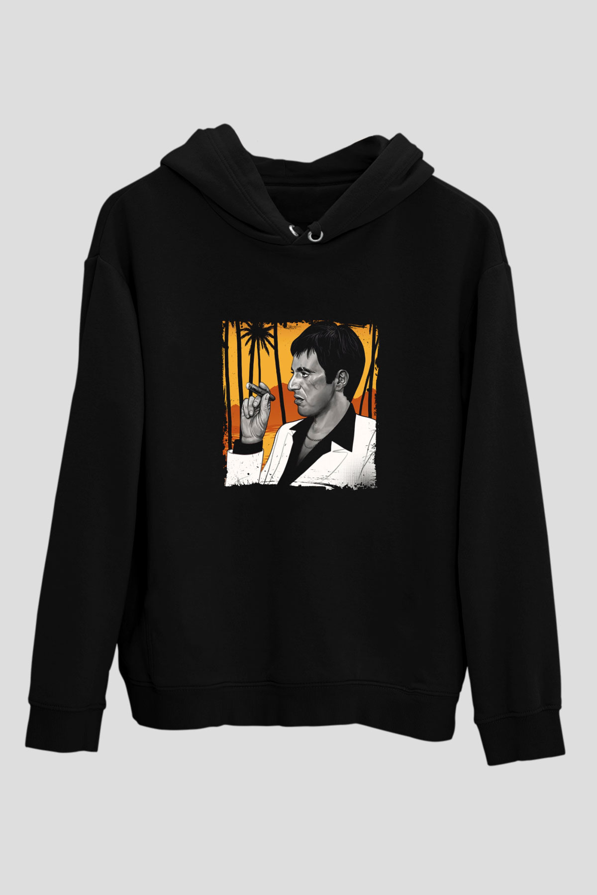 Al Pacino Baskılı Unisex Siyah Hoodie