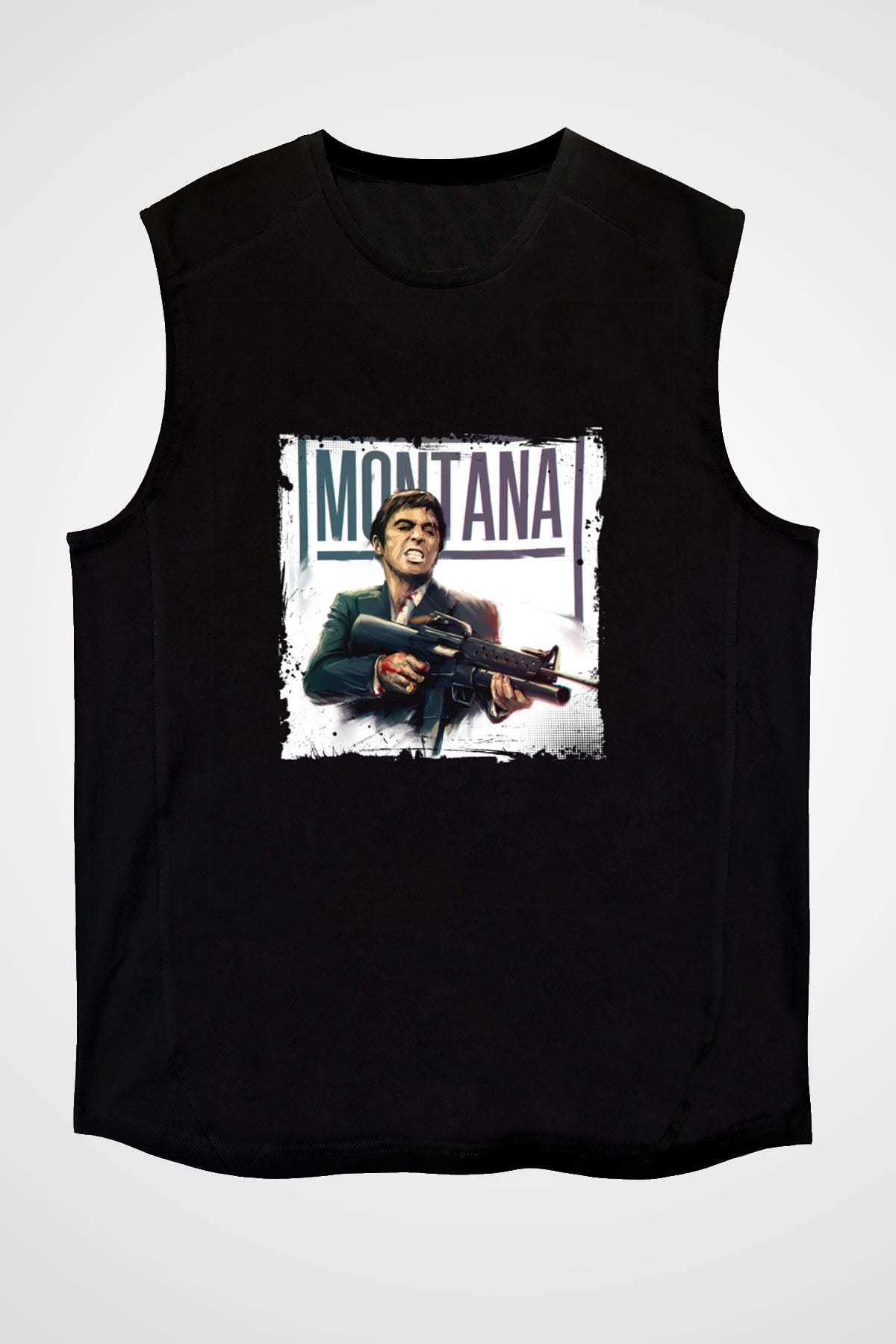 Al Pacino Baskılı Unisex Siyah Kolsuz Tişört