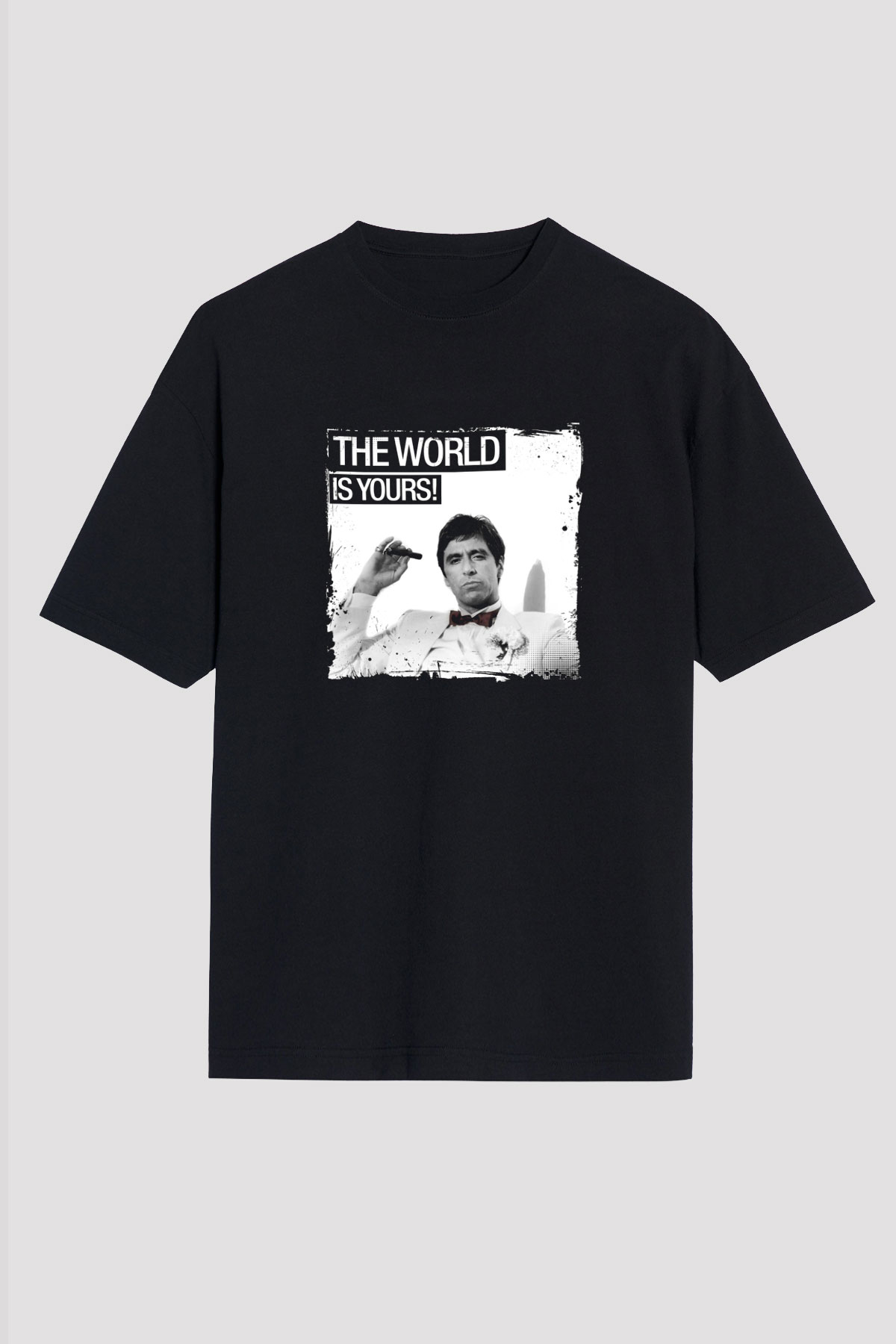 Al Pacino Baskılı Unisex Siyah Oversize Tişört