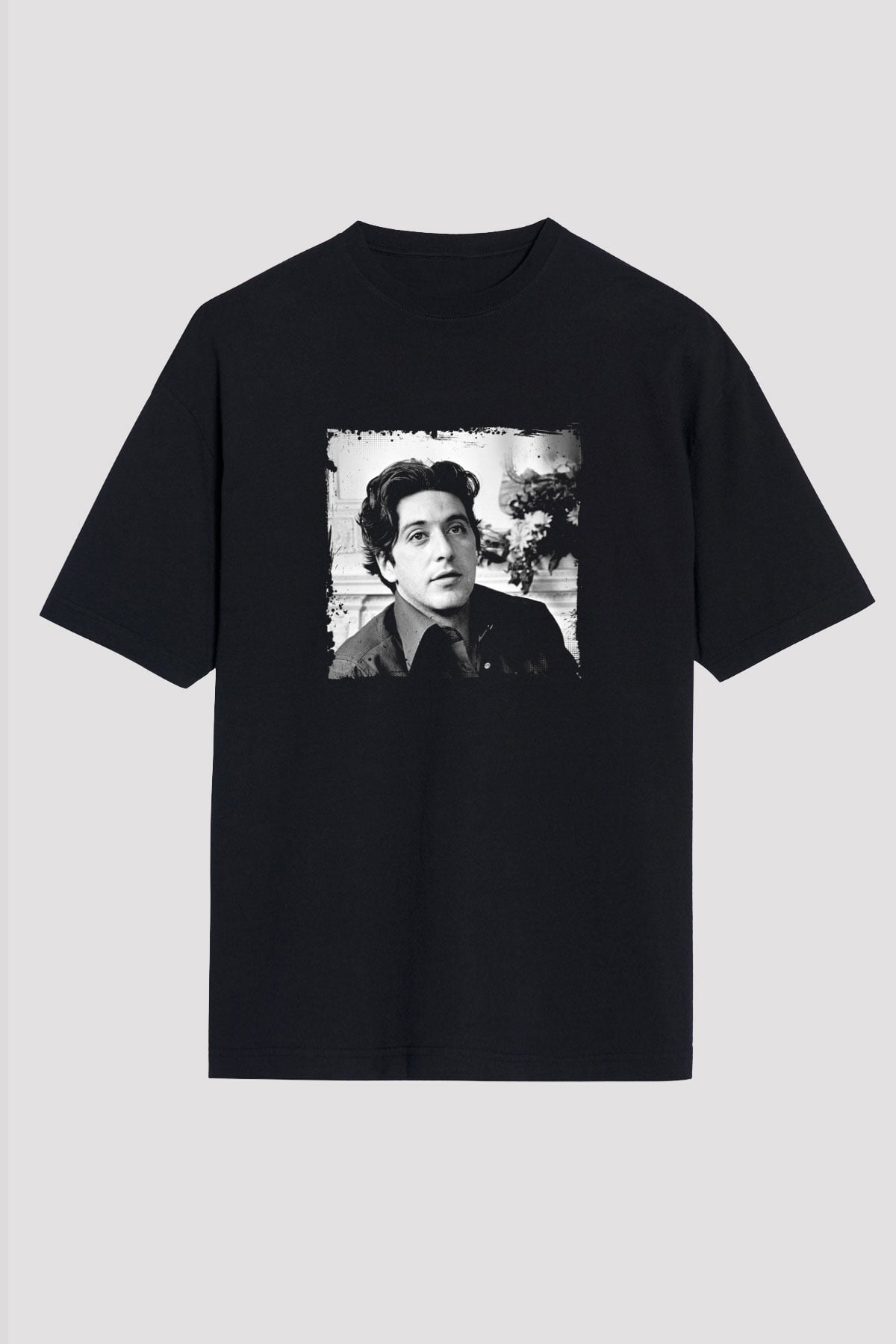 Al Pacino Baskılı Unisex Siyah Oversize Tişört