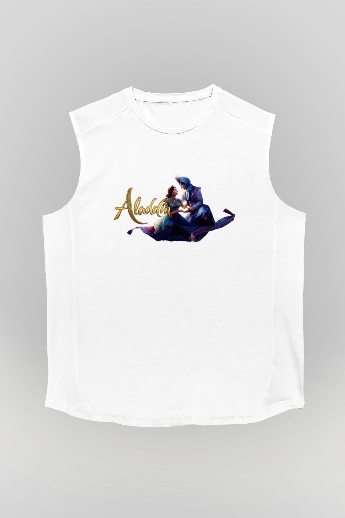 Aladdin Beyaz Unisex Kolsuz Tişört