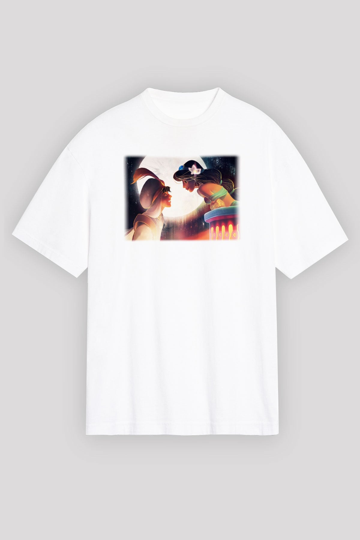 Aladdin Beyaz Unisex Oversize Tişört T-Shirt