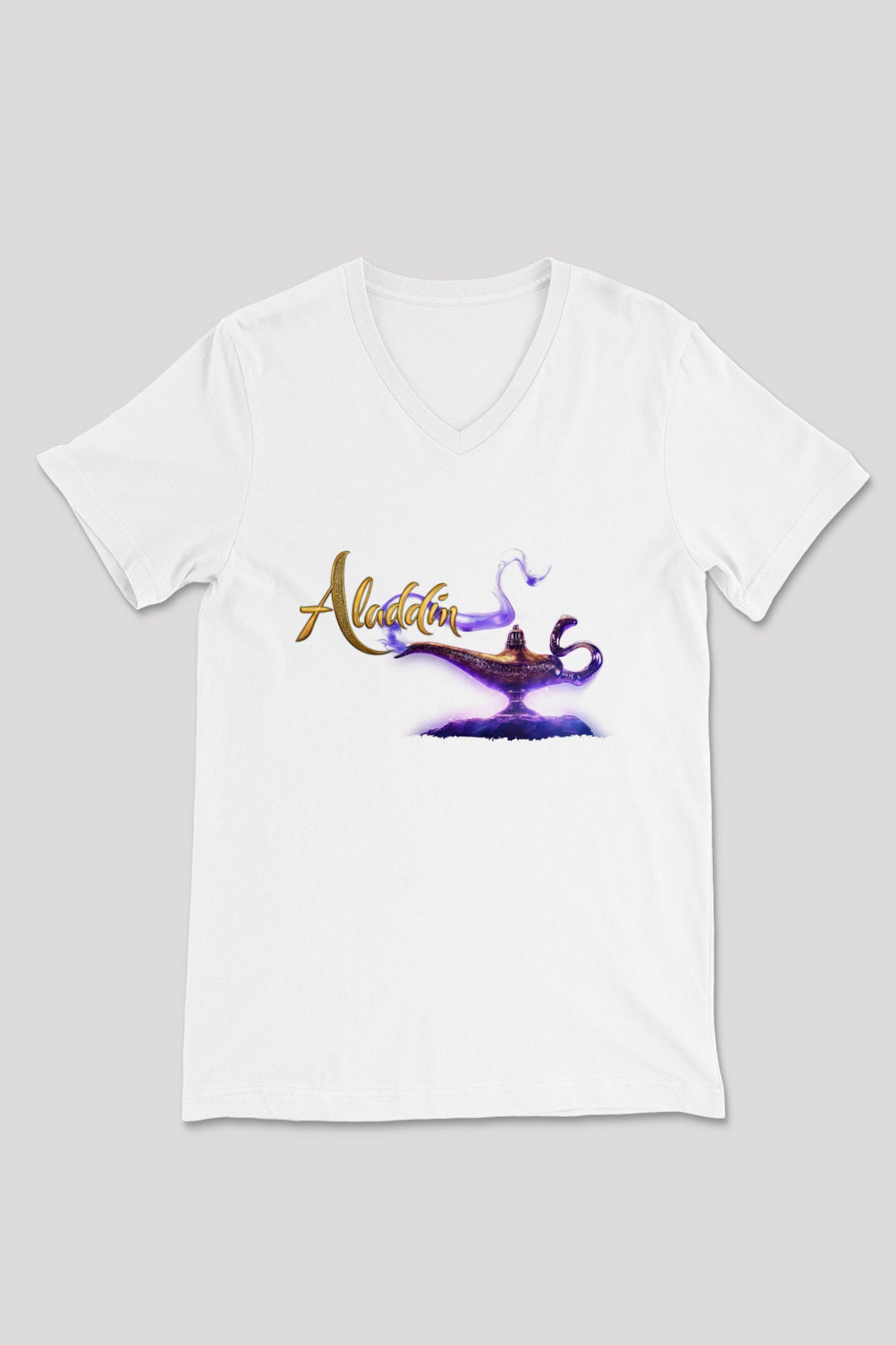 Aladdin Beyaz Unisex V Yaka Tişört