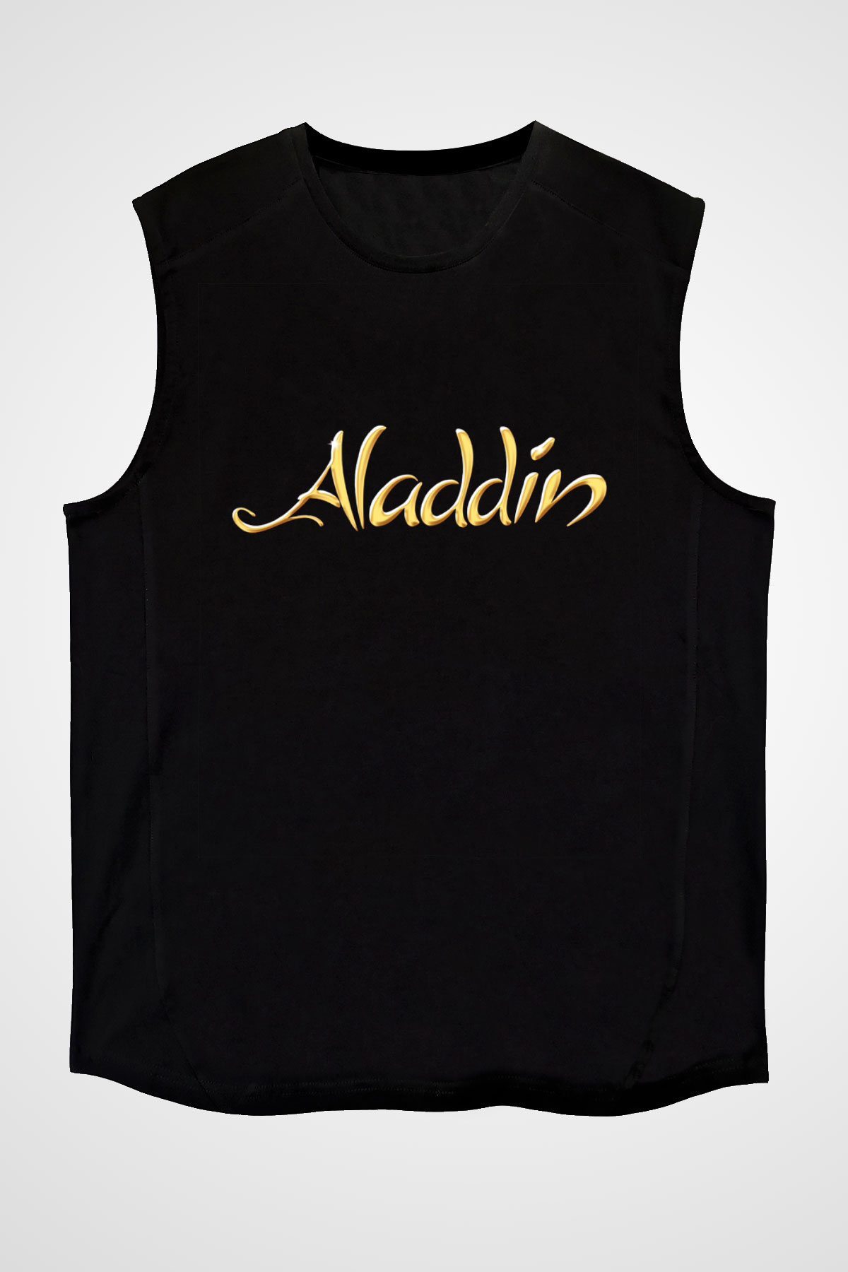 Aladdin Siyah Unisex Kolsuz Tişört