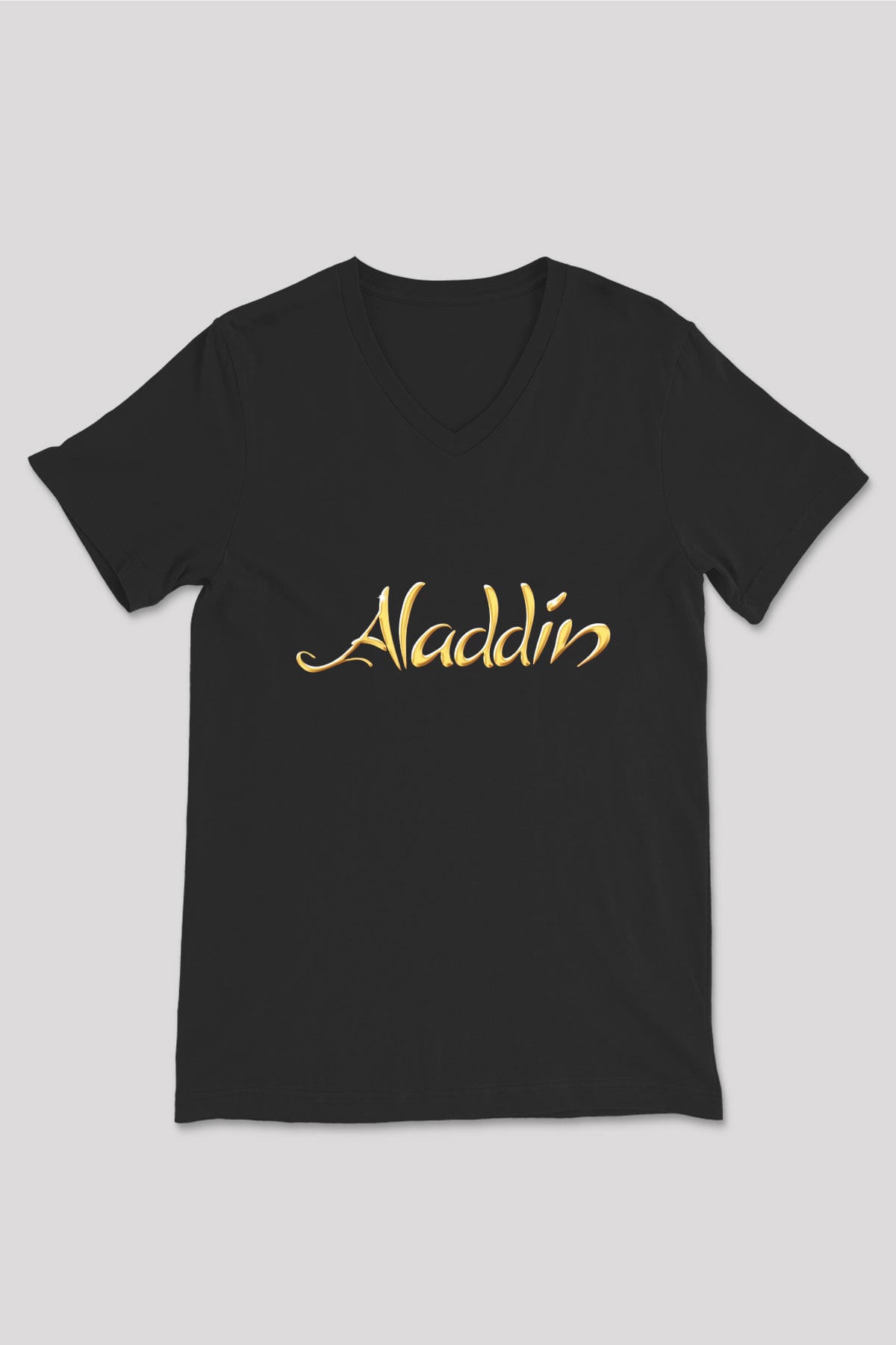 Aladdin Siyah Unisex V Yaka Tişört T-Shirt