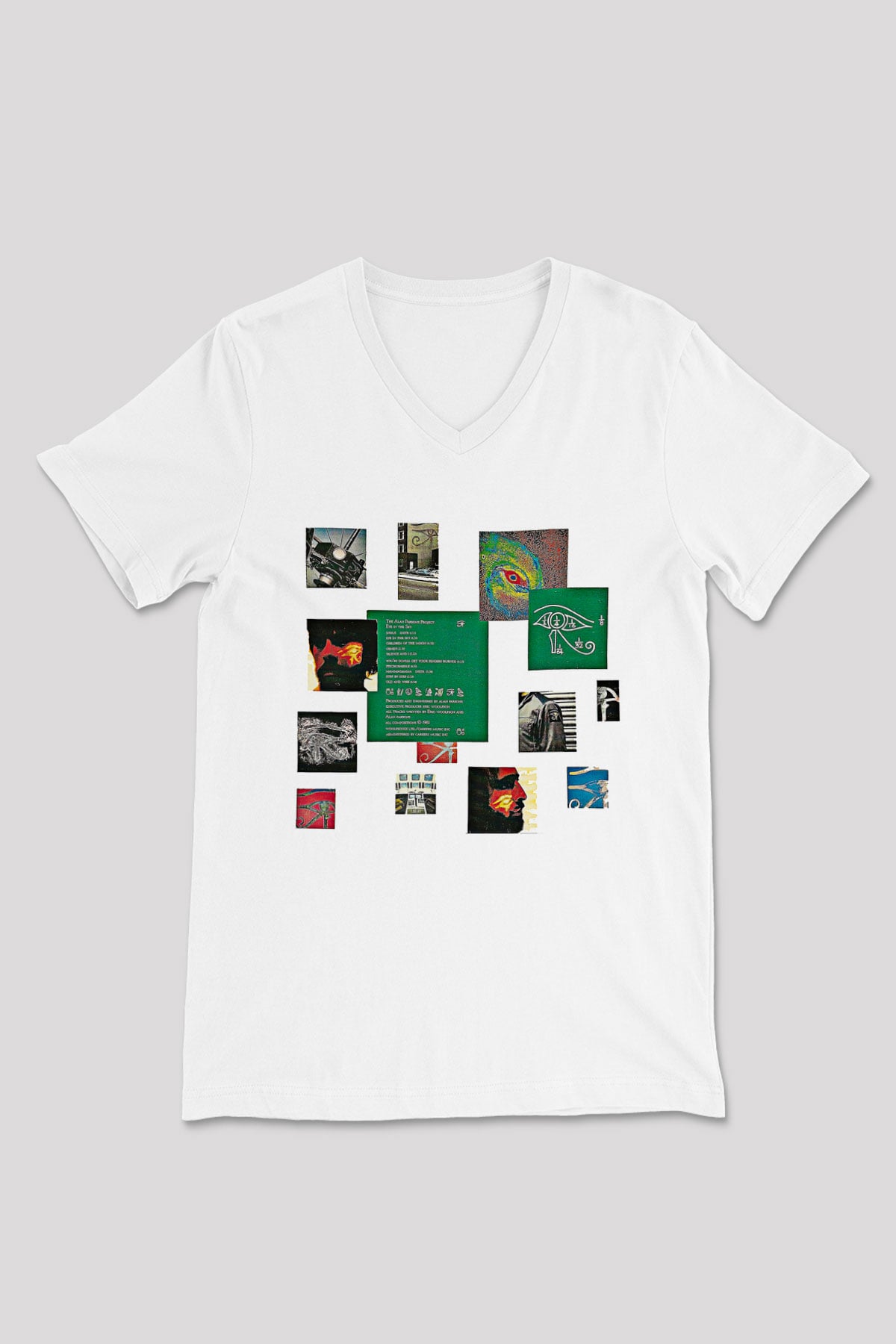 Alan Persons Project Baskılı Beyaz Unisex V Yaka Tişört - Tshirt