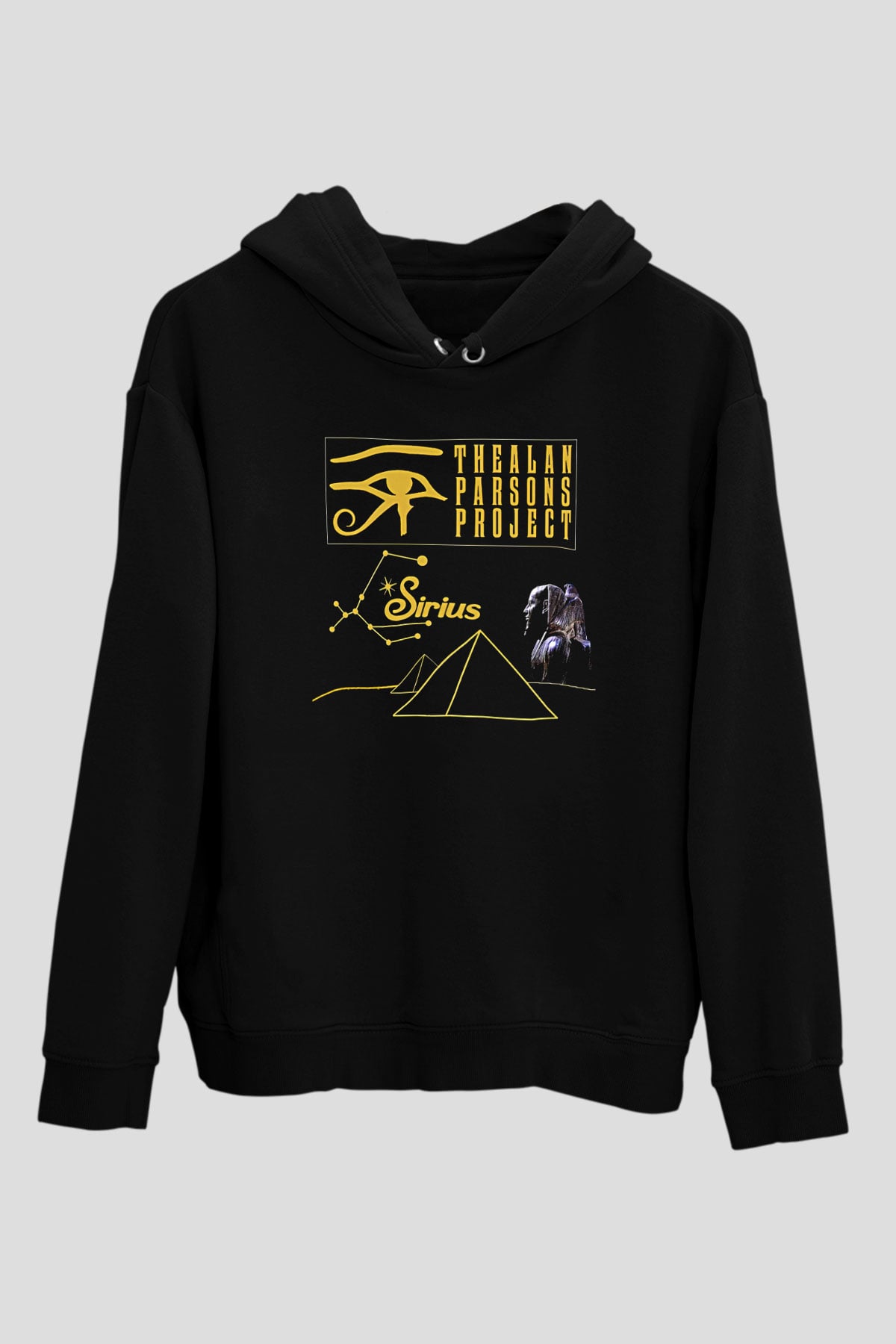 Alan Persons Project Baskılı Unisex Siyah Kapüşonlu Sweatshirt
