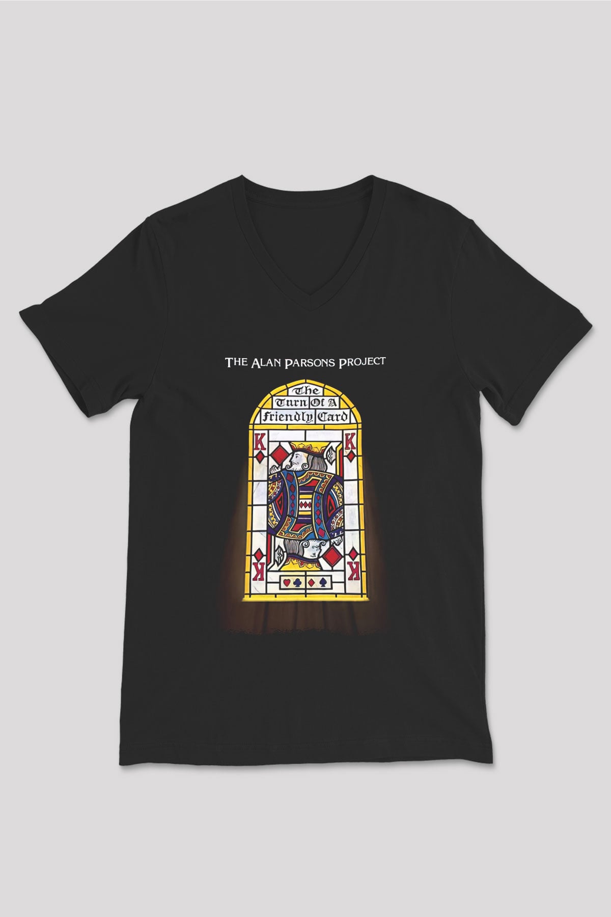 Alan Persons Project Baskılı Unisex Siyah V Yaka Tişört - Tshirt