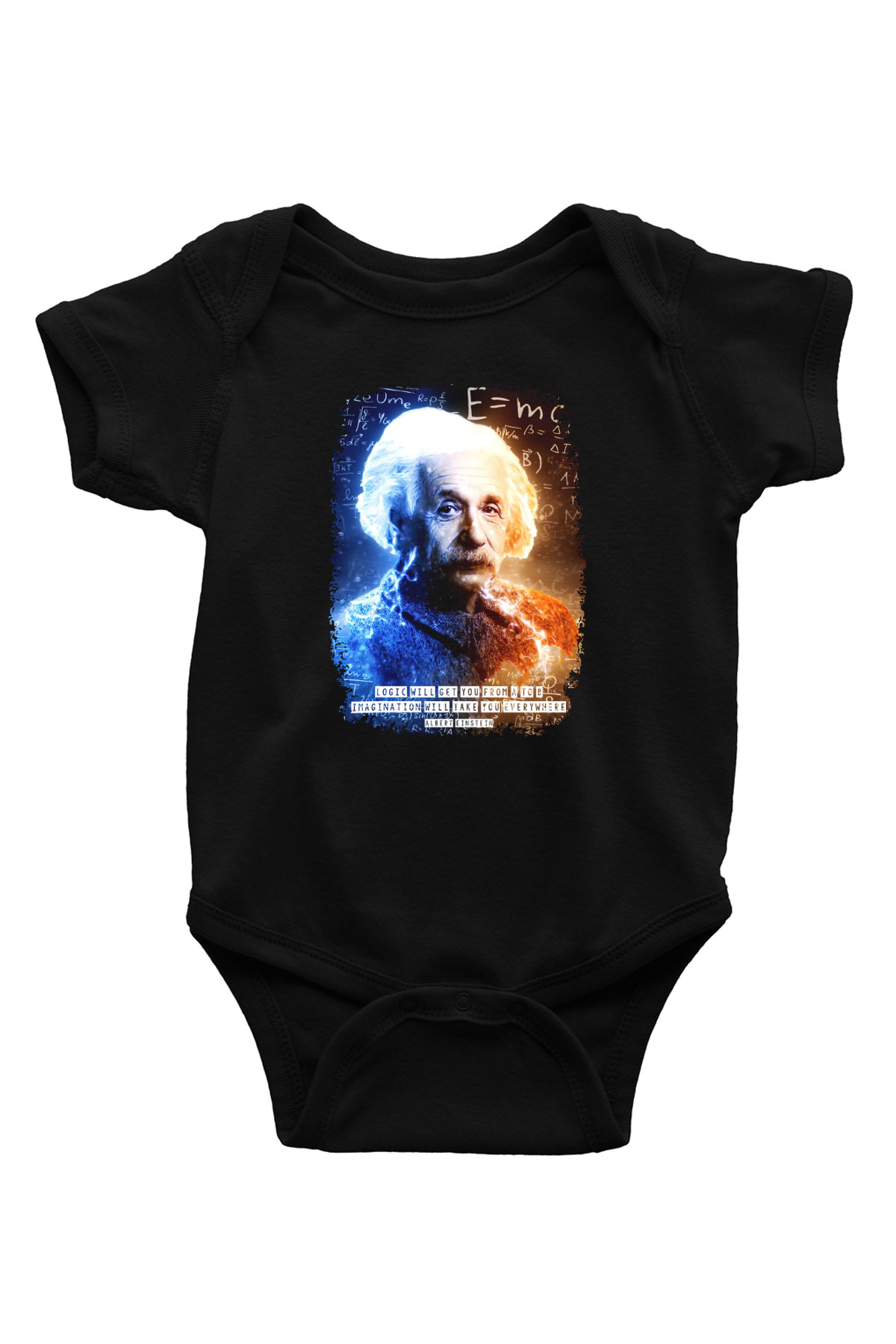 Albert Alıntı Baskılı Unisex  Siyah Bebek Body - Zıbın