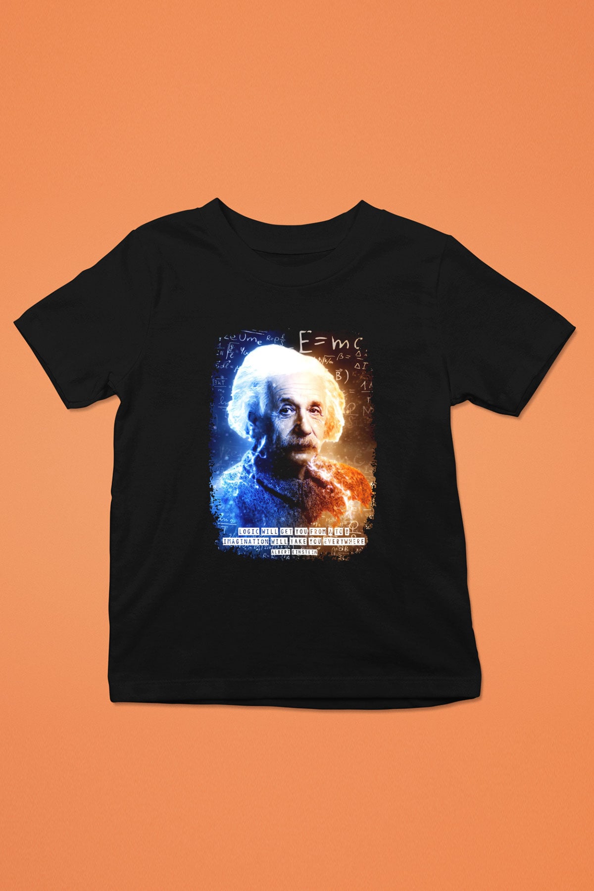 Albert Alıntı Baskılı Unisex Siyah Çocuk Tişörtü - Tshirt