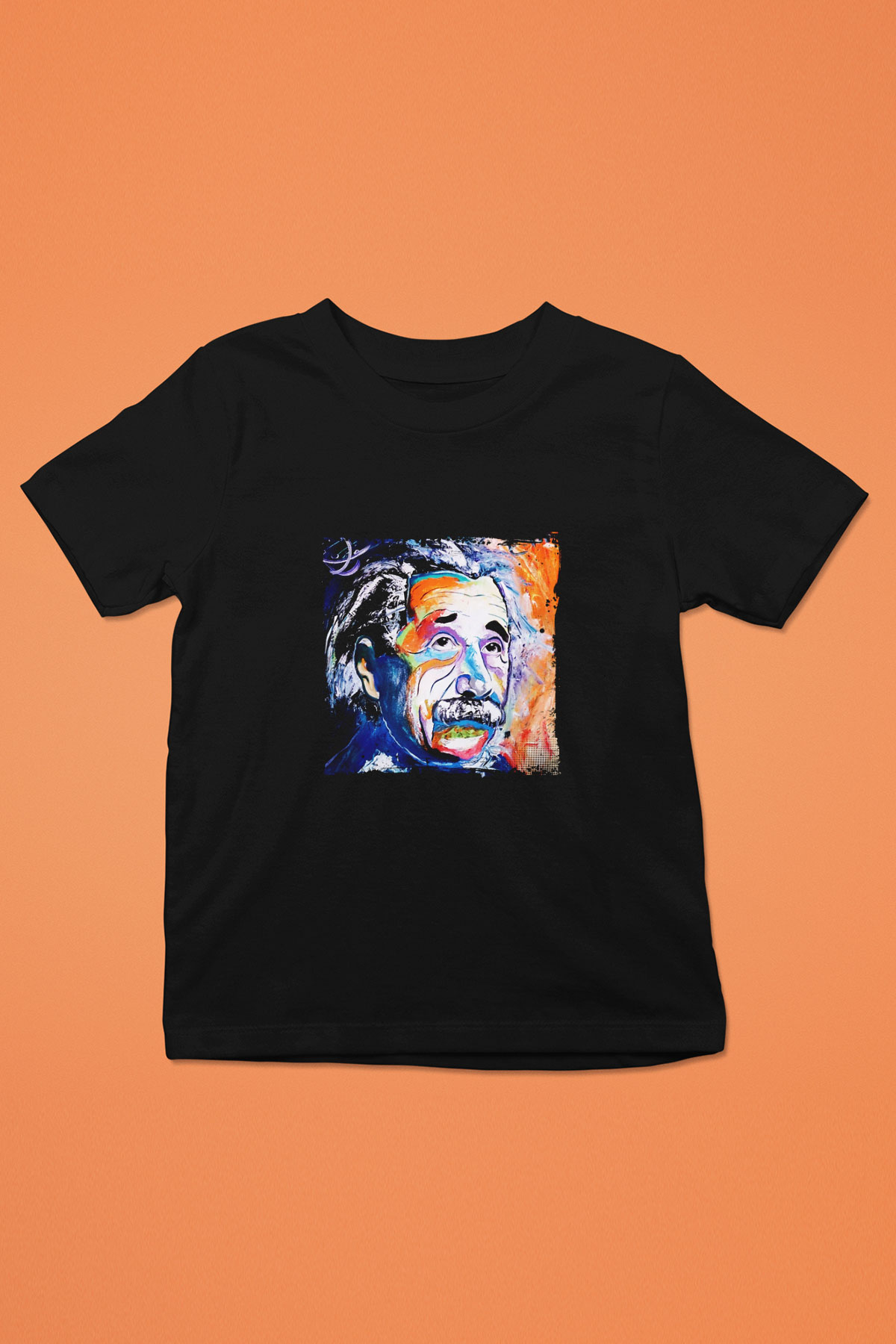 Albert Einstein Baskılı Unisex Siyah Çocuk Tişört
