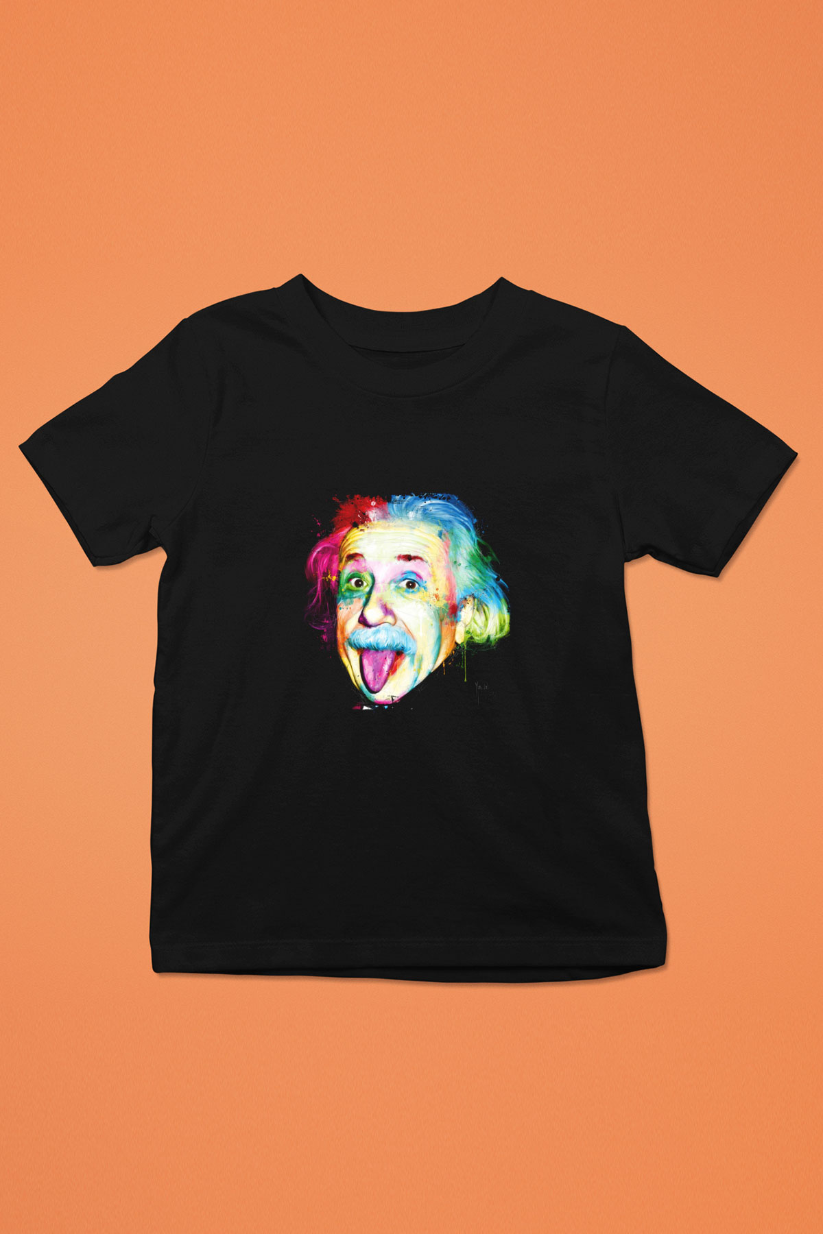 Albert Einstein Baskılı Unisex Siyah Çocuk Tişört